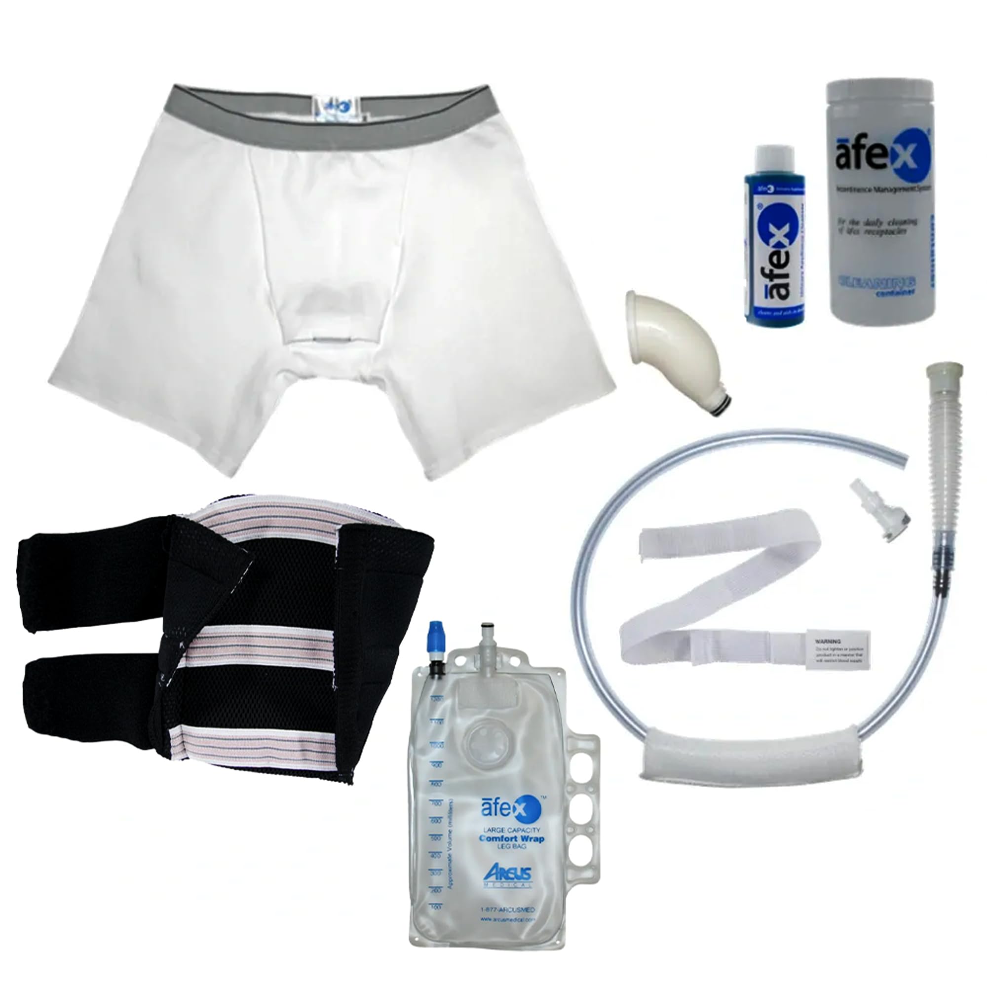 Afex Mobility Incontinence Management Kit with Black Leg Bag Holder - Large Waist Urinary Leakage Protection for Men | Wheelchair Users & Active Lifestyle | Comfortable & Discreet Solution for Daily Use