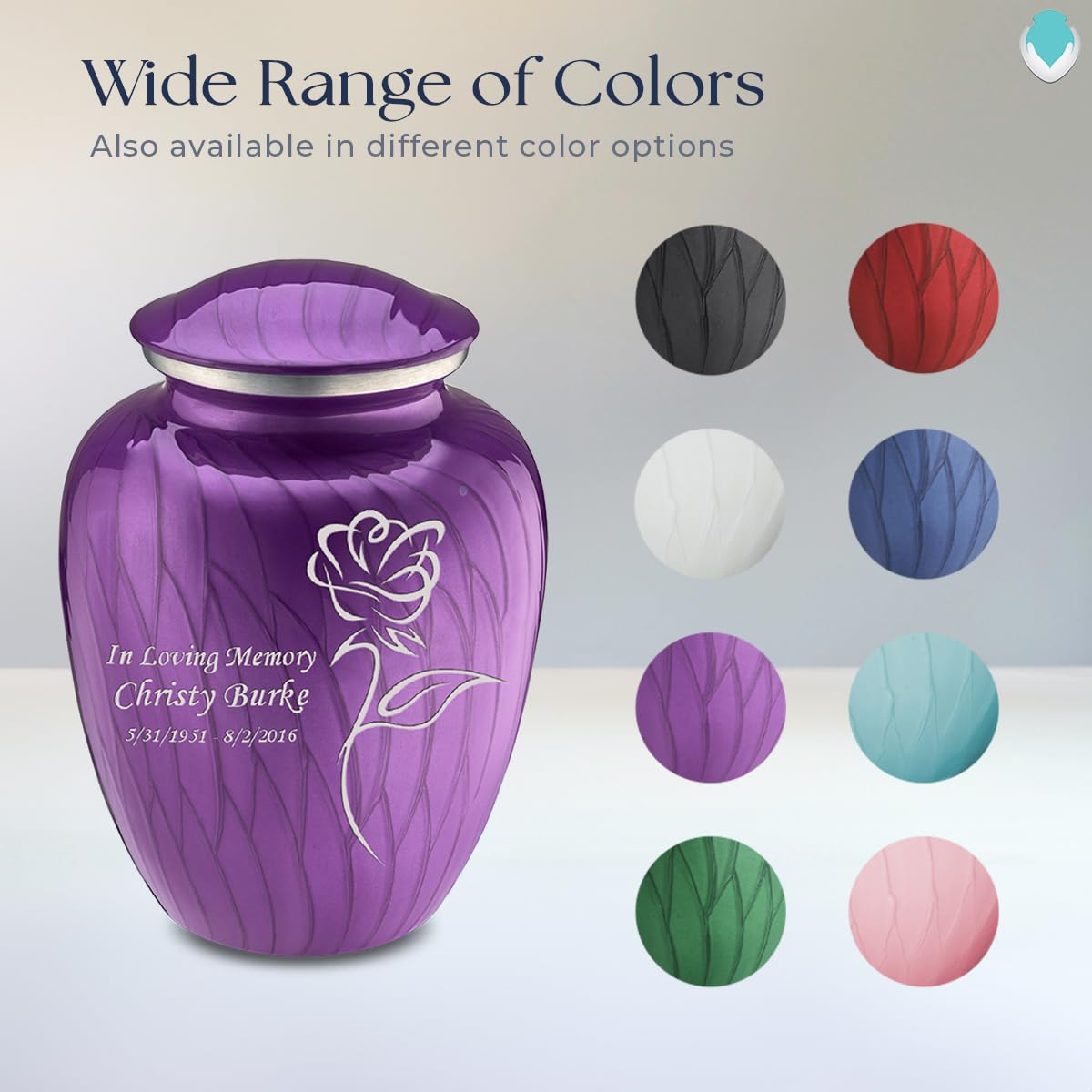 Personalized Rose Cremation Urn for Human Ashes - Large Pearl Purple Funeral Urn for Adults with Double Side Engraving | Holds 200 lbs | Memorial Keepsake for Loved Ones | Perfect for Home Display, Funeral Services & Memorial Ceremonies