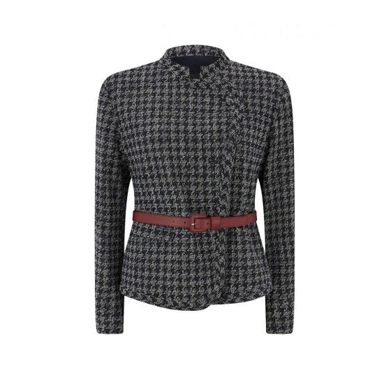Stylish Houndstooth Tweed Jacket for Women - Classic Checkered Blazer Coat with Notched Lapel - Perfect for Office, Business Meetings & Fall Fashion Outfits