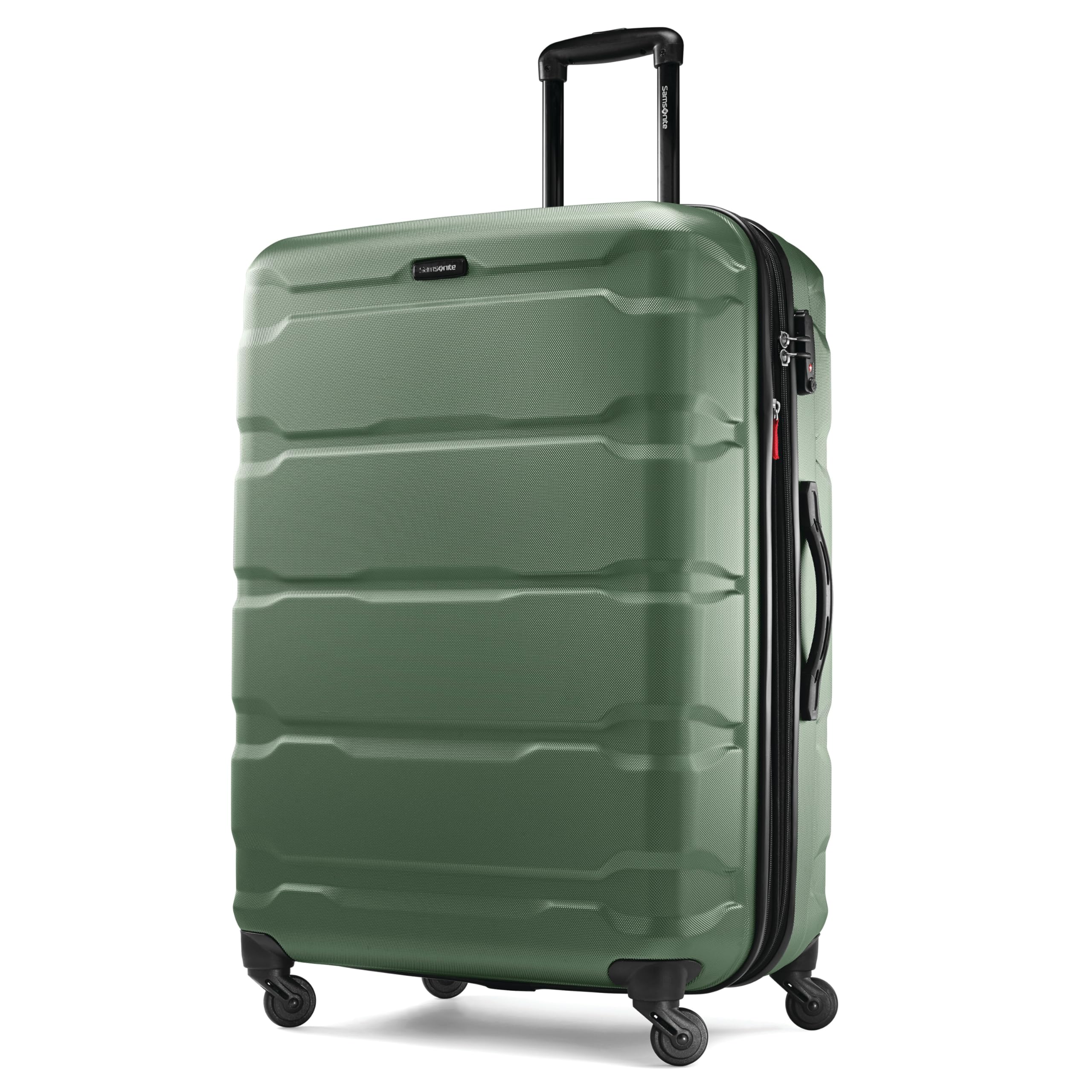 Samsonite Omni PC Hardside Expandable Luggage with 360° Spinner Wheels, 28-Inch Checked Large Suitcase in Army Green - Perfect for International Travel & Business Trips