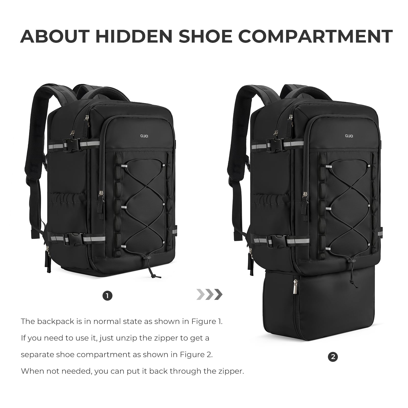 CLUCI 30L Waterproof Travel Backpack for Men & Women - Expandable Carry-On with Shoe Compartment, Fits 17.3 Inch Laptop, Durable Hiking Backpack for Outdoor Adventures, Business Trips & Daily Commute