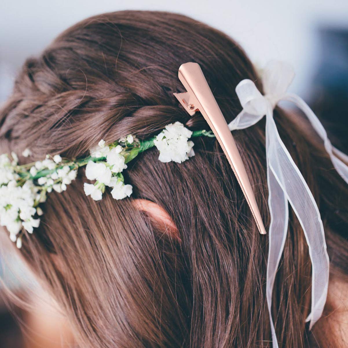 **KALLORY 12Pcs Long Alligator Hair Clips - Large Duckbill Clips for Thick & Thin Hair, Non-Slip Metal Barrettes in Rose Gold - Perfect for Styling, Braids, Ponytails & Updos**