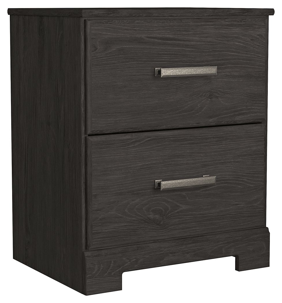 Belachime Modern Charcoal Nightstand with 2 Drawers - Stylish Bedside Table for Bedroom, Living Room, or Office Storage