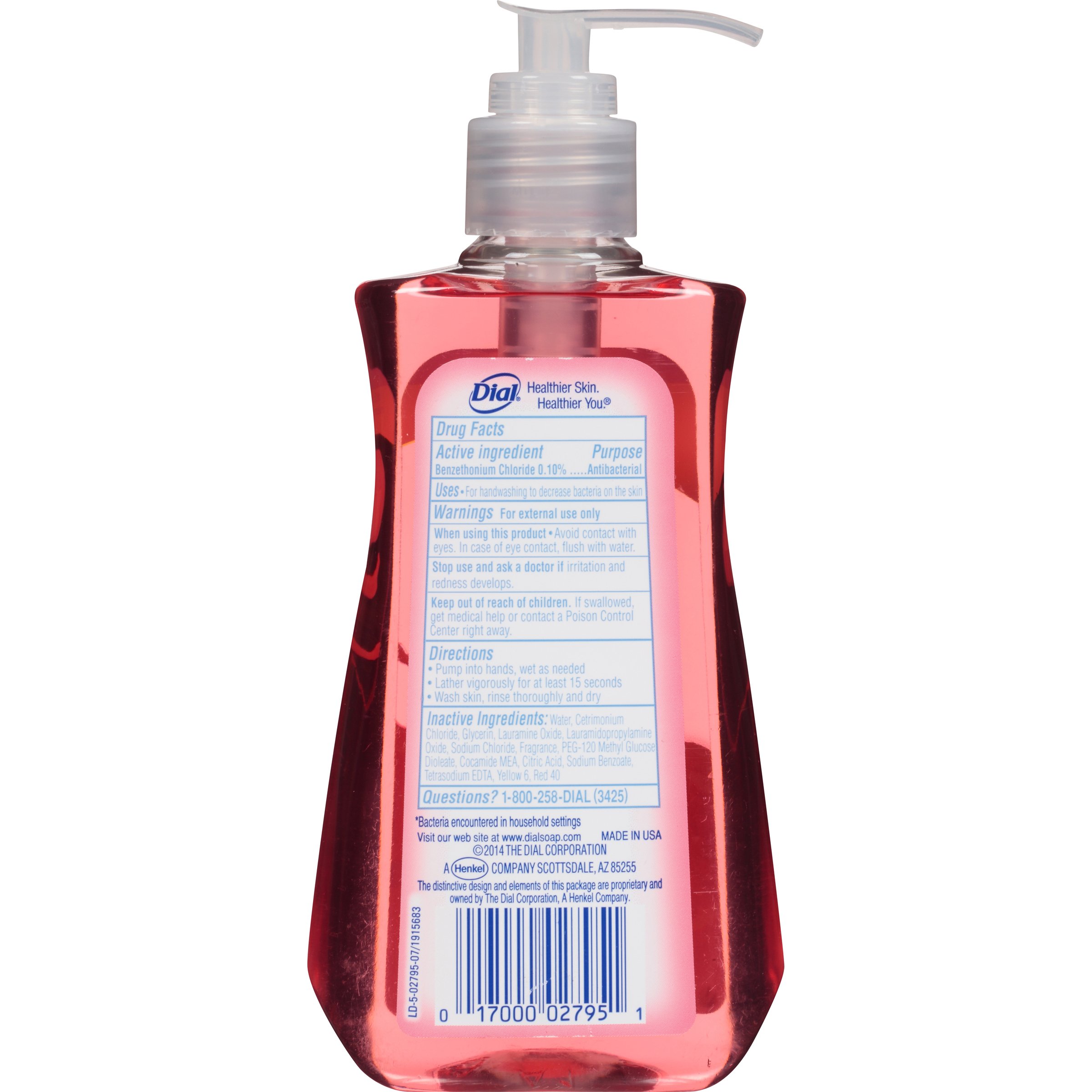 Dial Antibacterial Liquid Hand Soap - Pomegranate & Tangerine Scent, 7.5 oz | Kills 99.9% of Germs | Refreshing Hand Wash for Kitchen, Bathroom & Office Use