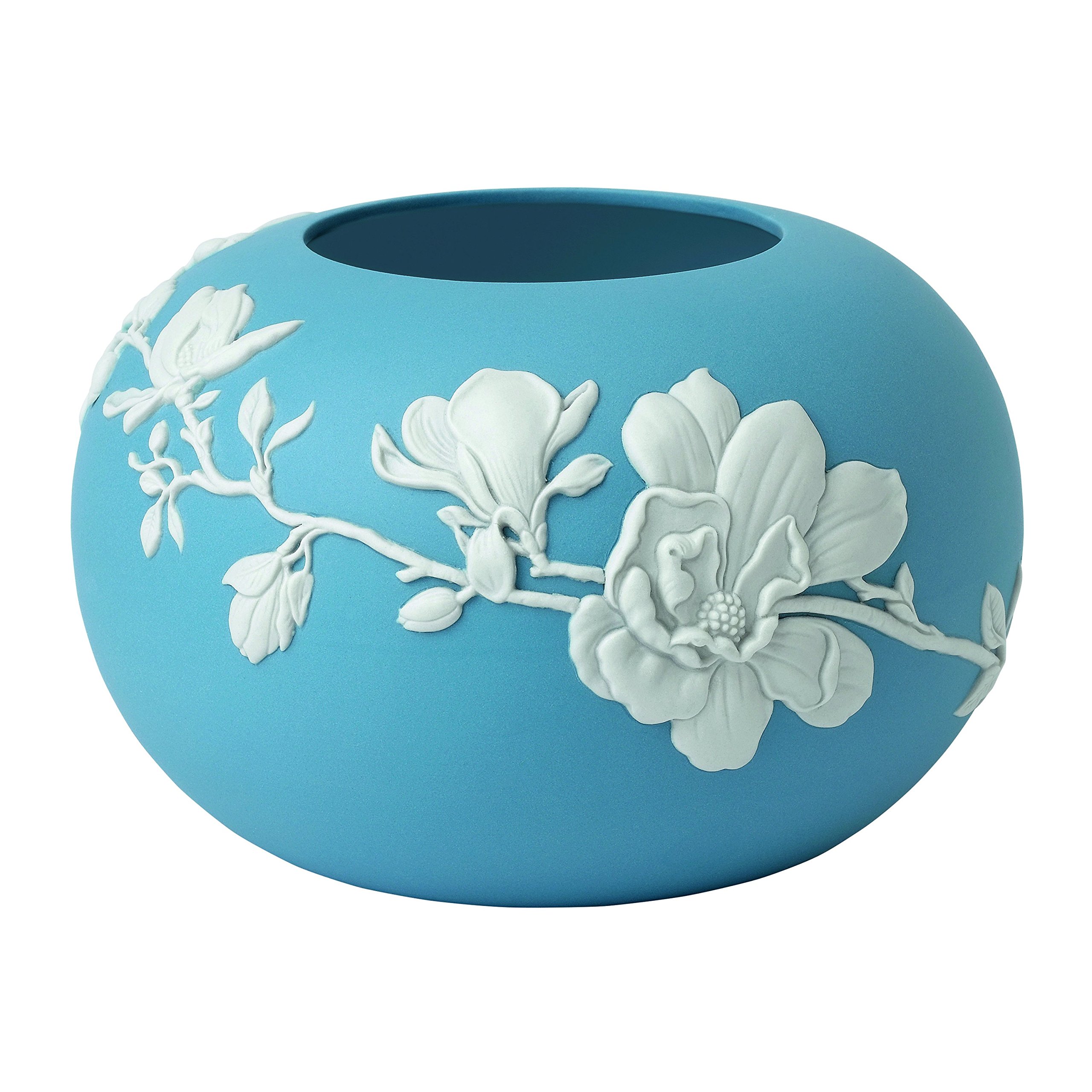Wedgwood Magnolia Blossom Blue and White Porcelain Rose Bowl - 6 Inch Floral Centerpiece for Wedding, Dining Table Decor, Gift for Bridal Shower & Home Decor