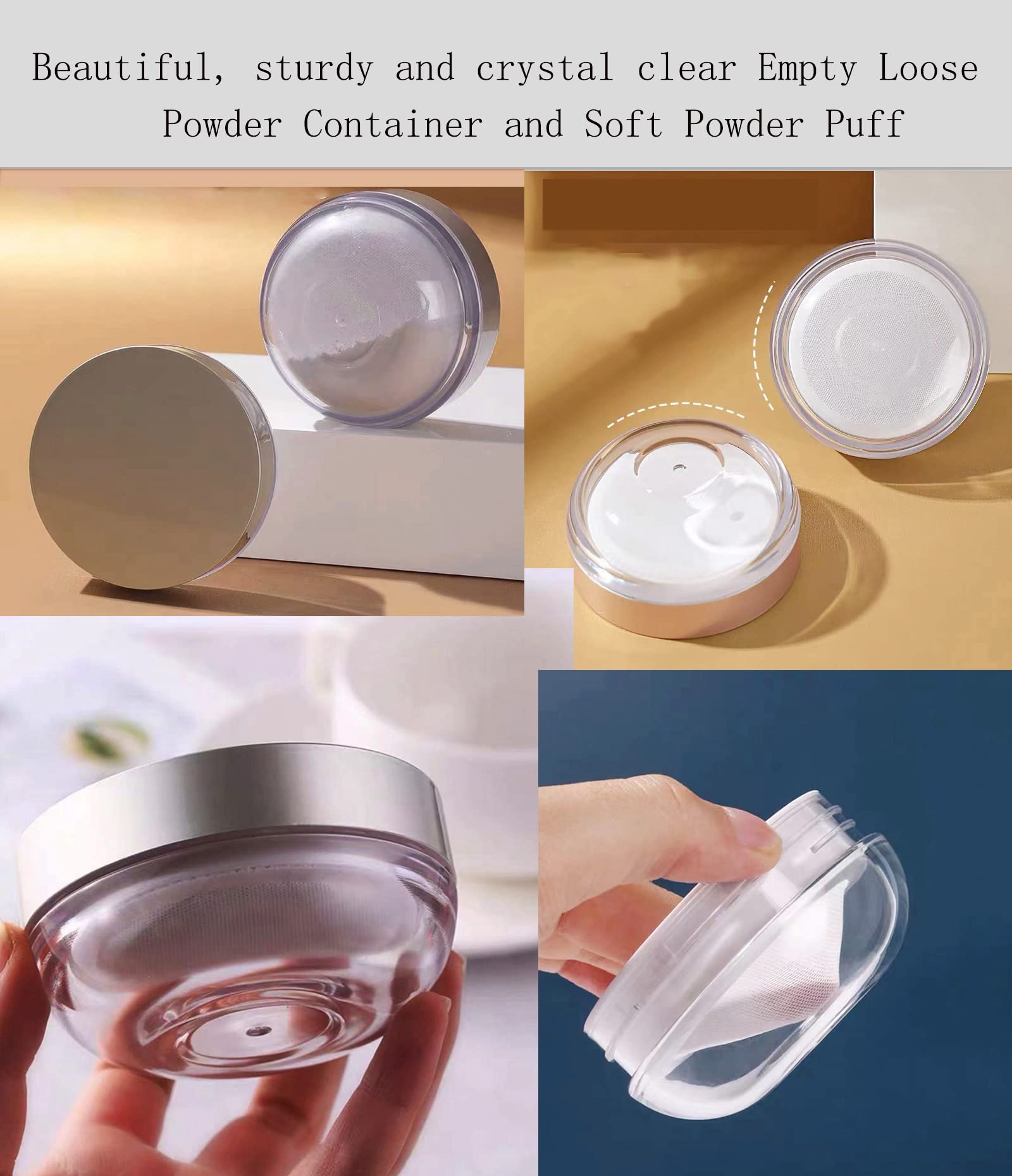 Premium Reusable Empty Powder Puff Container with Elastic Net Sifter - Travel-Friendly Loose Powder Case for Setting Powder, Face Powder & Makeup | Perfect for Home, Travel & Professional Makeup Kits