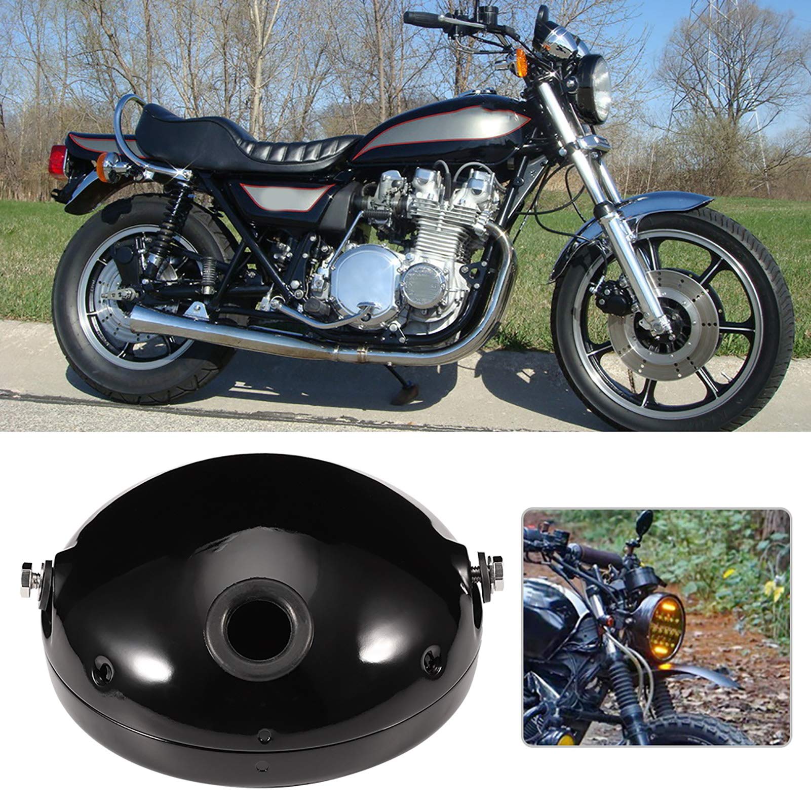 Fydun 7 Inch Black Iron Motorcycle LED Headlight Cover - Durable Housing for Harley, Chopper & Cruiser Bikes - Perfect for Night Riding & Custom Modifications