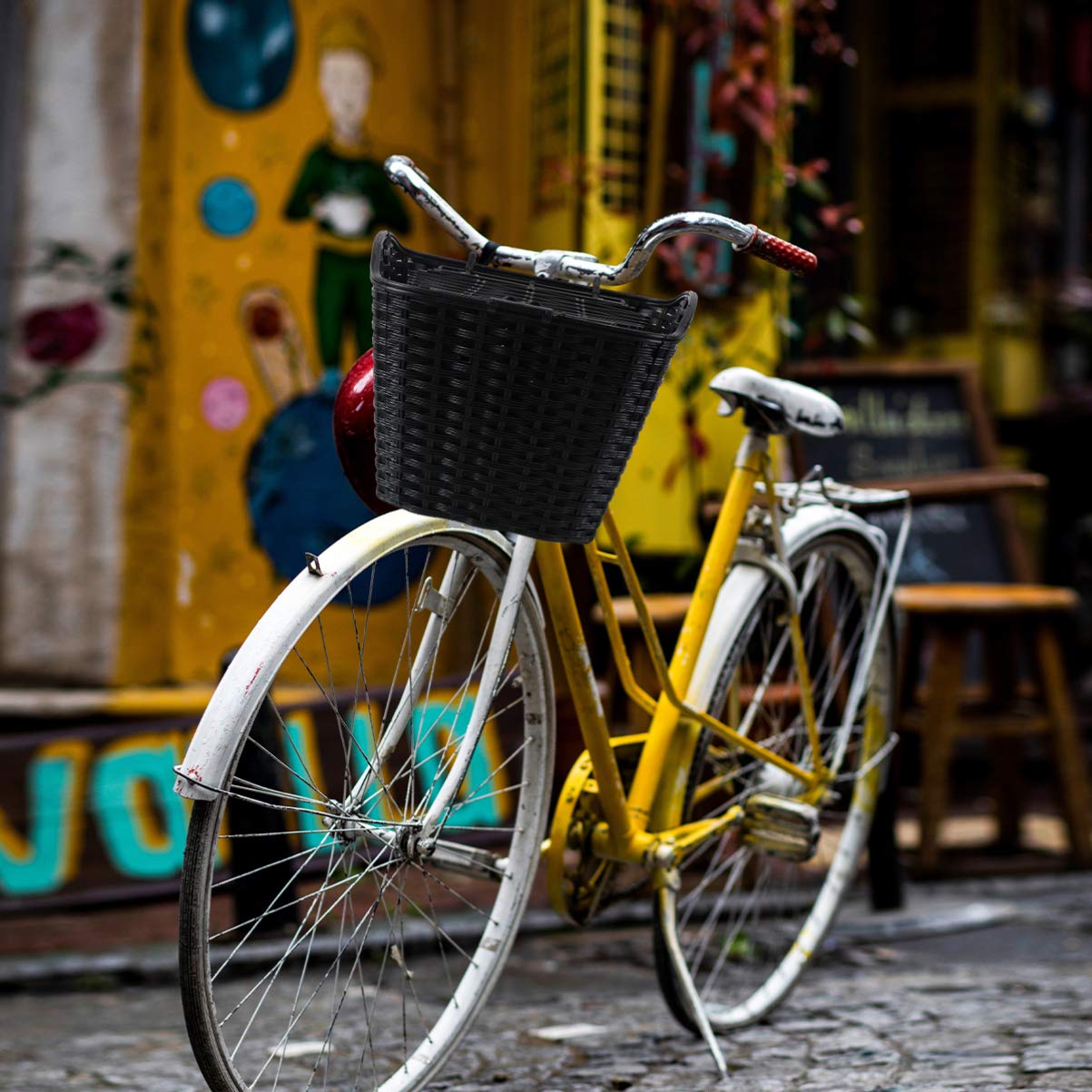 **BESPORTBLE Black Bike Front Basket with Cover - Heavy Duty Handlebar Carrier for Bicycle, Tricycle & Scooter - Perfect for Outdoor Cycling, Grocery Shopping & Commuting**