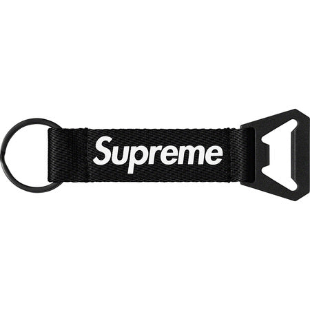 Supreme Bottle Opener Keychain - Black Webbing Key Ring for Beer, Soda & Drinks - Perfect for Parties, Camping & Outdoor Adventures