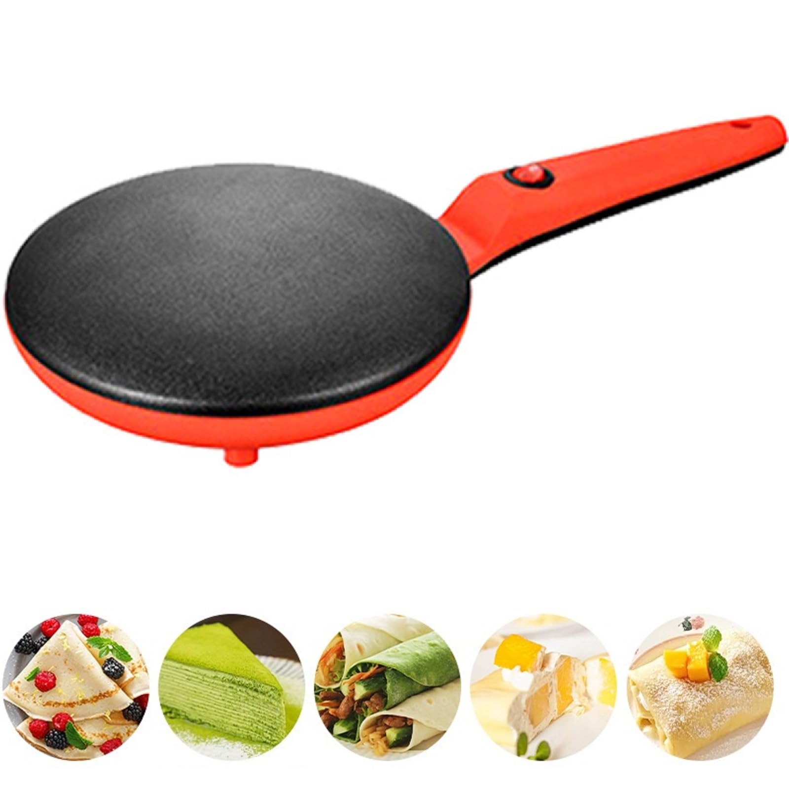 Electric Crepe Maker - 7.87 Inch Non-Stick Pancake Griddle with Bowl & Egg Beater - 110V Single Side Heating - Perfect for Breakfast, Brunch & Dessert Making at Home