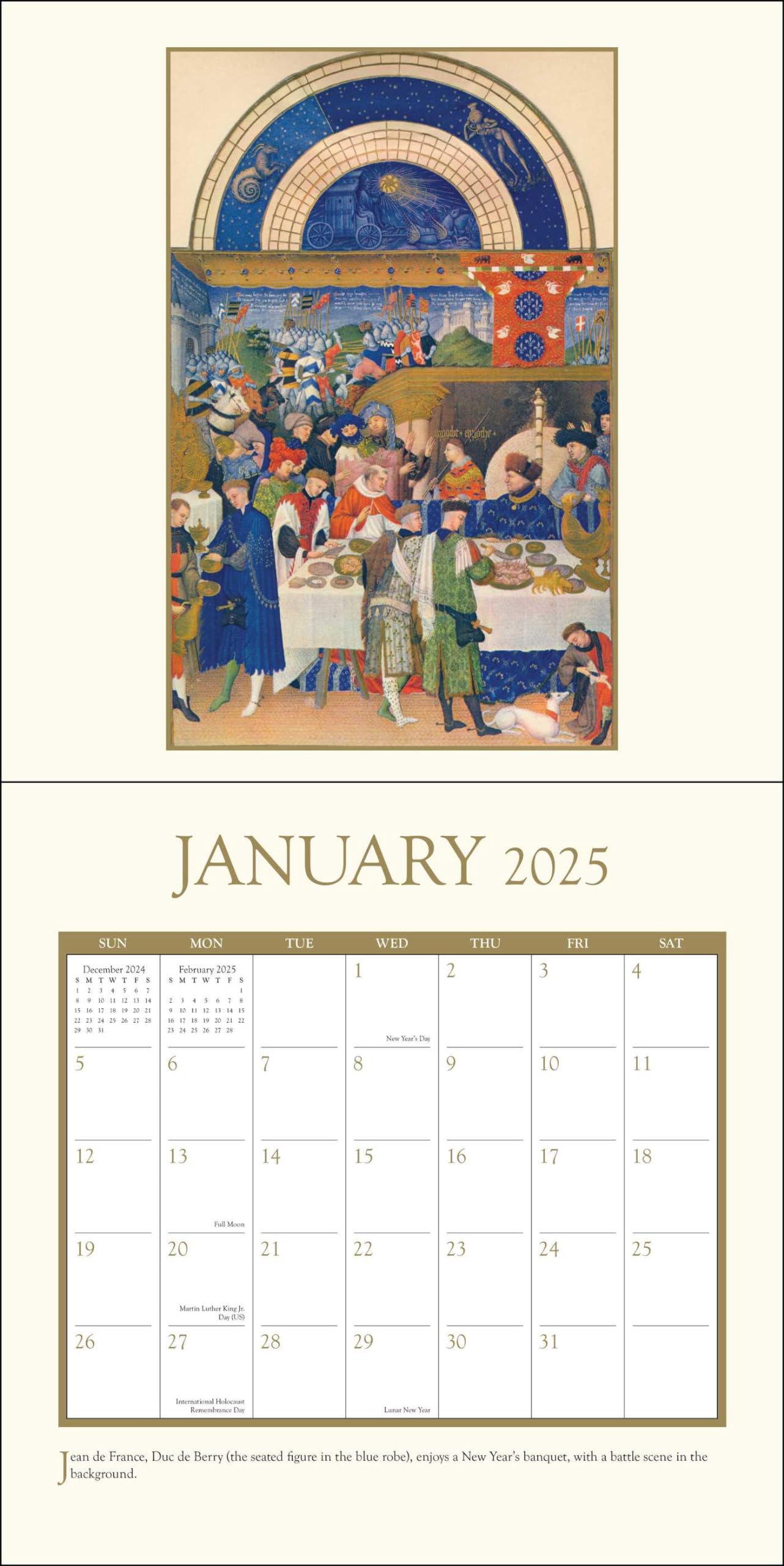 Tres Riches Heures 2025 Wall Calendar - Medieval Art Inspired Monthly Planner for Home & Office Decor | Perfect for Gifts, Art Lovers, and History Enthusiasts
