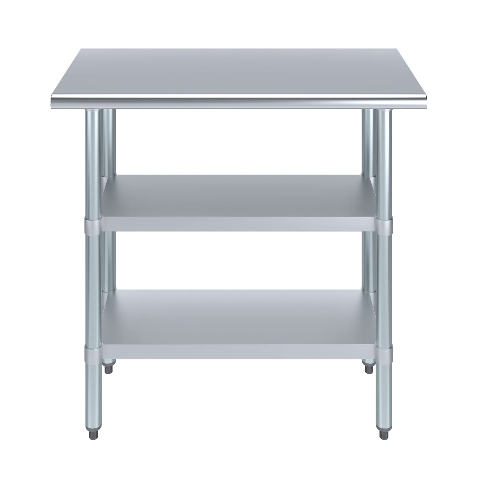 Stainless Steel Work Table with 2 Shelves - Heavy Duty Metal Utility Table for Commercial Kitchen & Home Use | NSF Certified 36