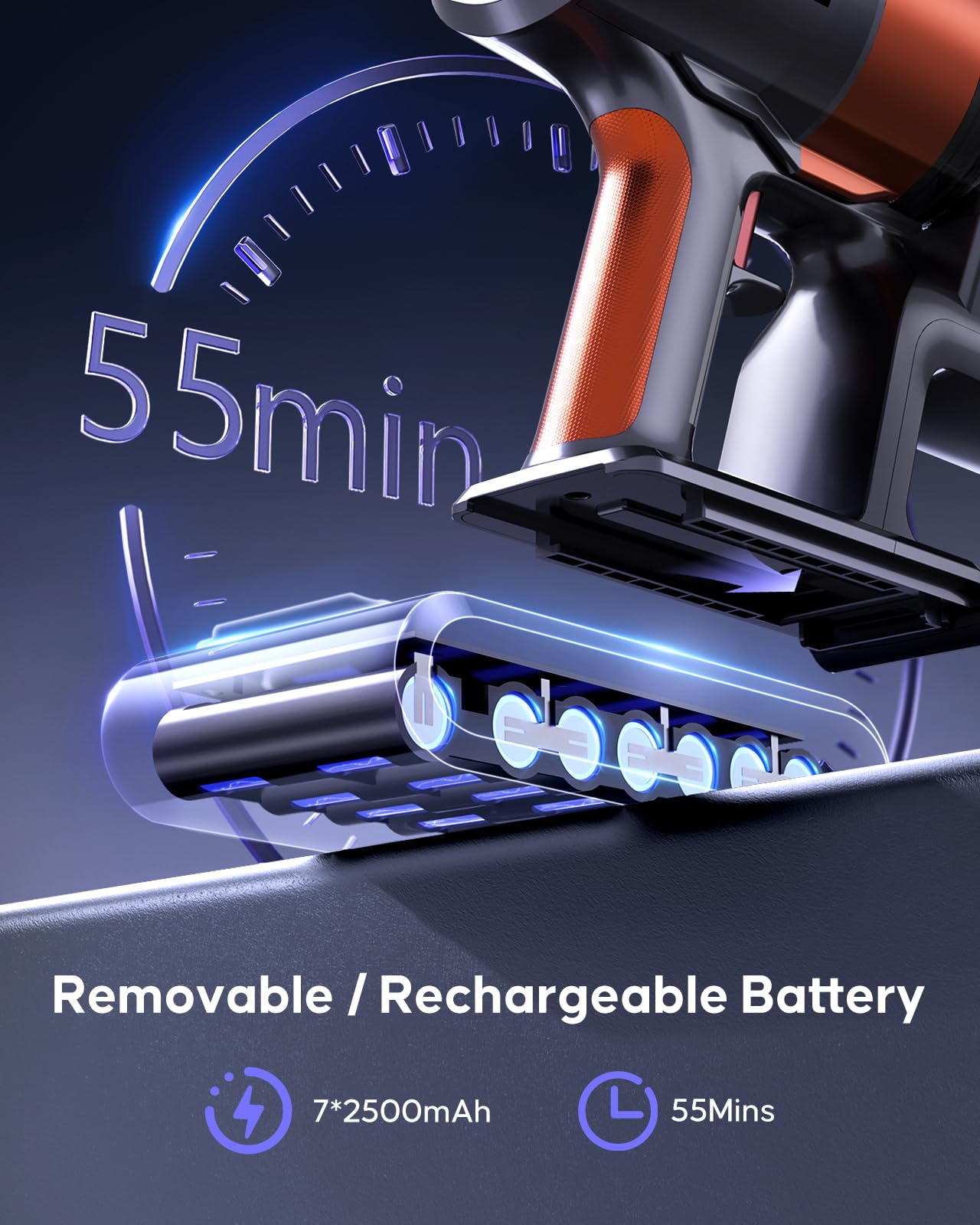 Powerful 450W Cordless Stick Vacuum Cleaner with 40KPA Suction, 55 Mins Runtime & 1.5L Dust Cup - Lightweight for Home, Carpet, Pet Hair & Hard Floors - Perfect for Quick Cleanups & Pet Owners