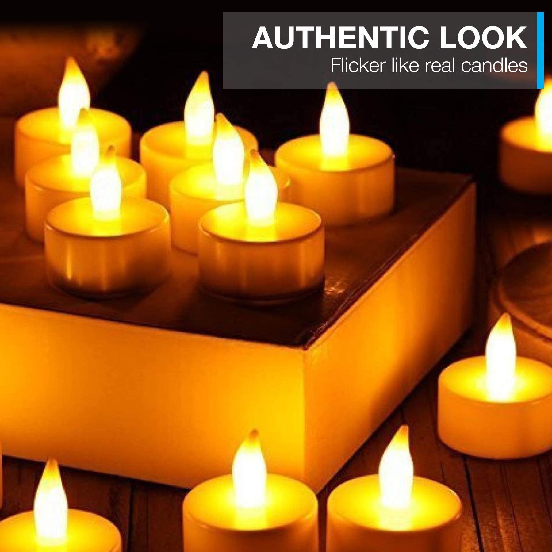 Flameless LED Tea Light Candles - 24 Pack Battery Powered for Home Decor & Parties