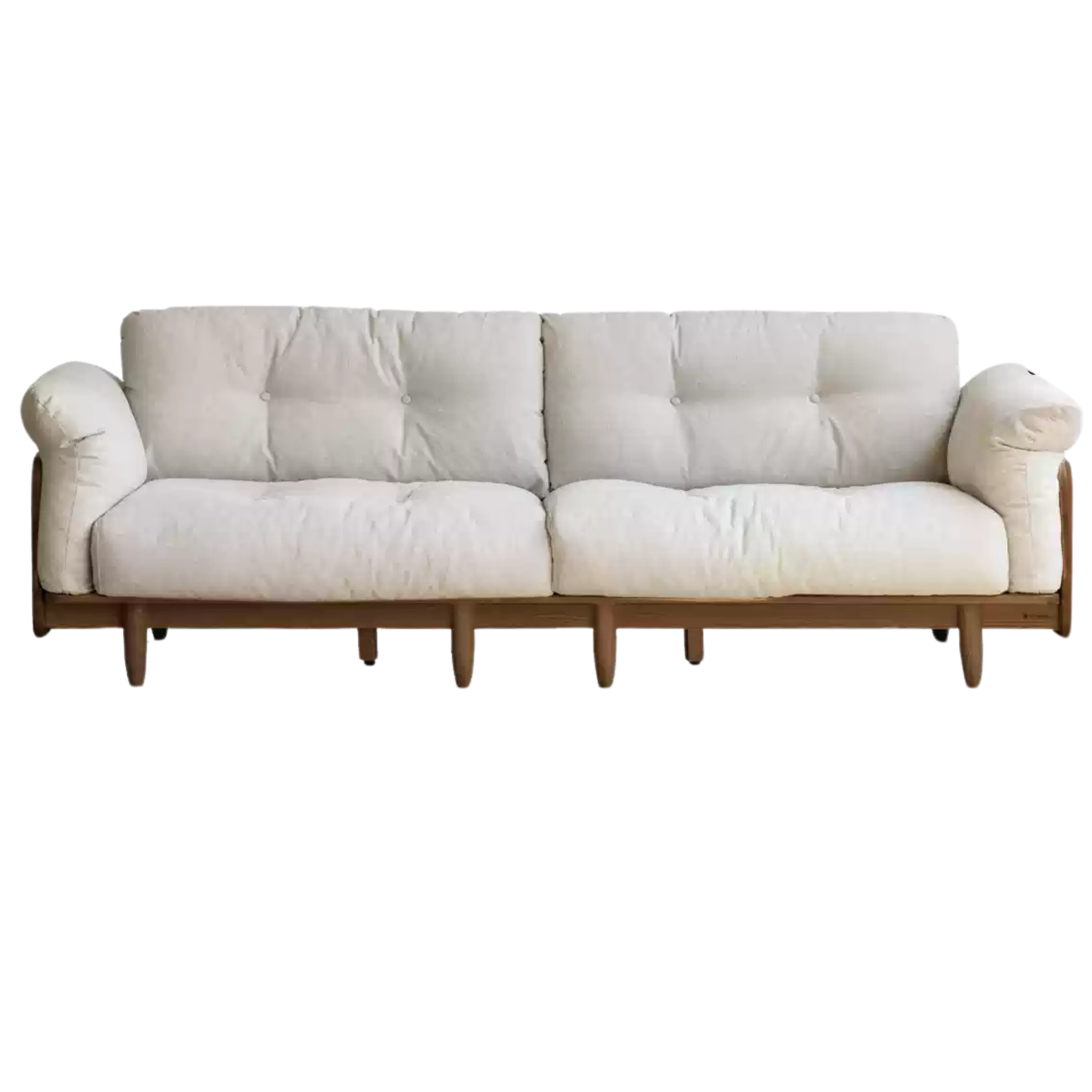 Premium Oak Solid Wood Genuine Leather Fabric Sofa - Modern Living Room Furniture for Home & Office - Comfortable Seating for Relaxation & Entertainment