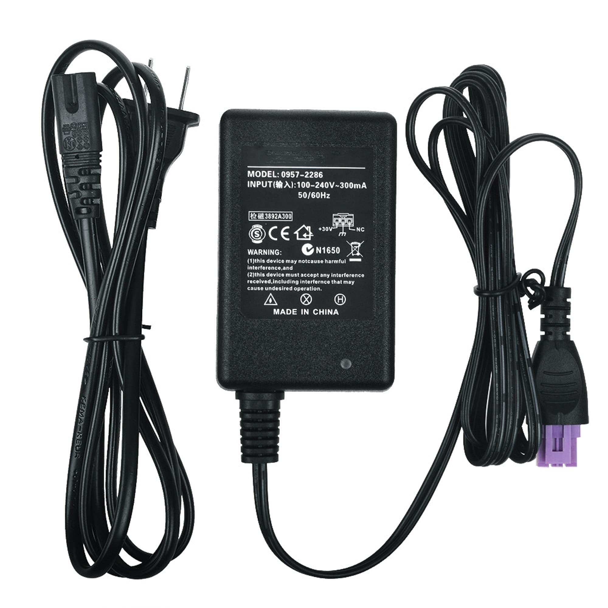 HP Deskjet 2512 3000 3015A 3052A 3056A 2514 3051A 3511 3512 All-in-One Printer AC/DC Power Adapter Replacement - Compatible Power Supply Cord & Charger for Home Office Printing
