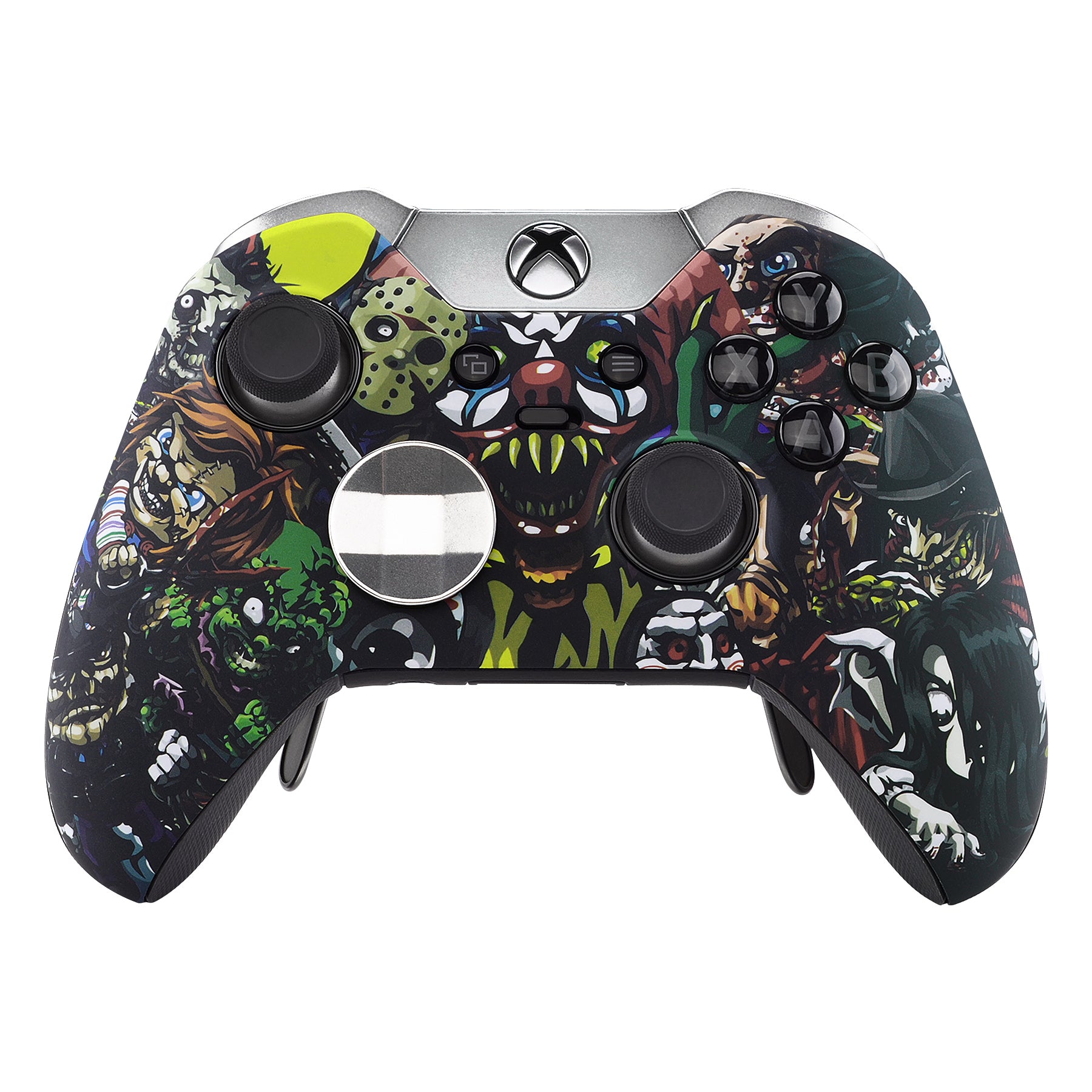 eXtremeRate Scary Party Patterned Faceplate Cover for Xbox One Elite Controller Model 1698 - Soft Touch Front Housing Shell Case with Comfortable Grip - Perfect for Gaming Parties & Halloween Events