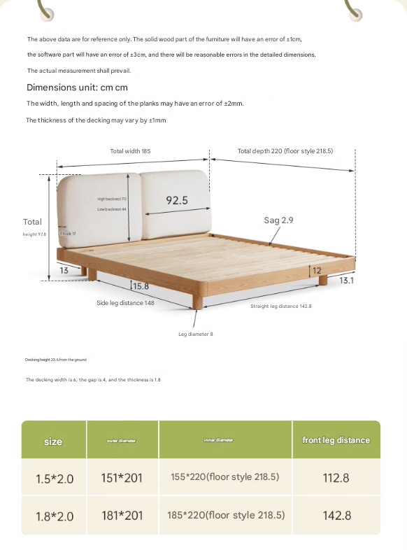 Premium Oak Solid Wood Lamb Fleece Soft Suspension Cream Bed - Cozy & Supportive Sleeping Solution for Modern Bedrooms, Guest Rooms & Nursery Decor