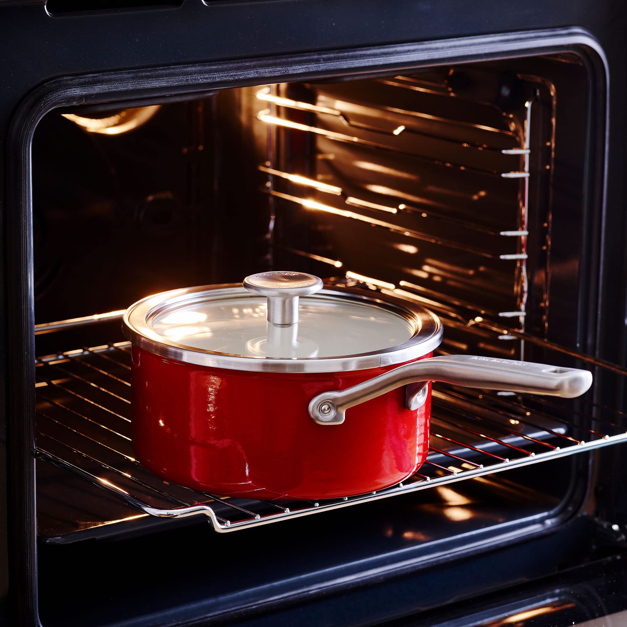 KitchenAid Steel Core Enamel 8-Piece Cookware Set - Empire Red | Durable Nonstick Pots & Pans for Cooking, Baking & Serving | Perfect for Home Chefs & Professional Kitchens