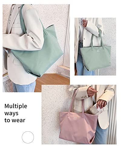 LIVACASA Waterproof Large Tote Bags for Women - 19.3 Inch Spacious Shoulder Bag with Zipper & Multiple Pockets - Perfect for Work, School, Travel & Shopping - Great Teacher Bag & Laptop Carrier (Green)