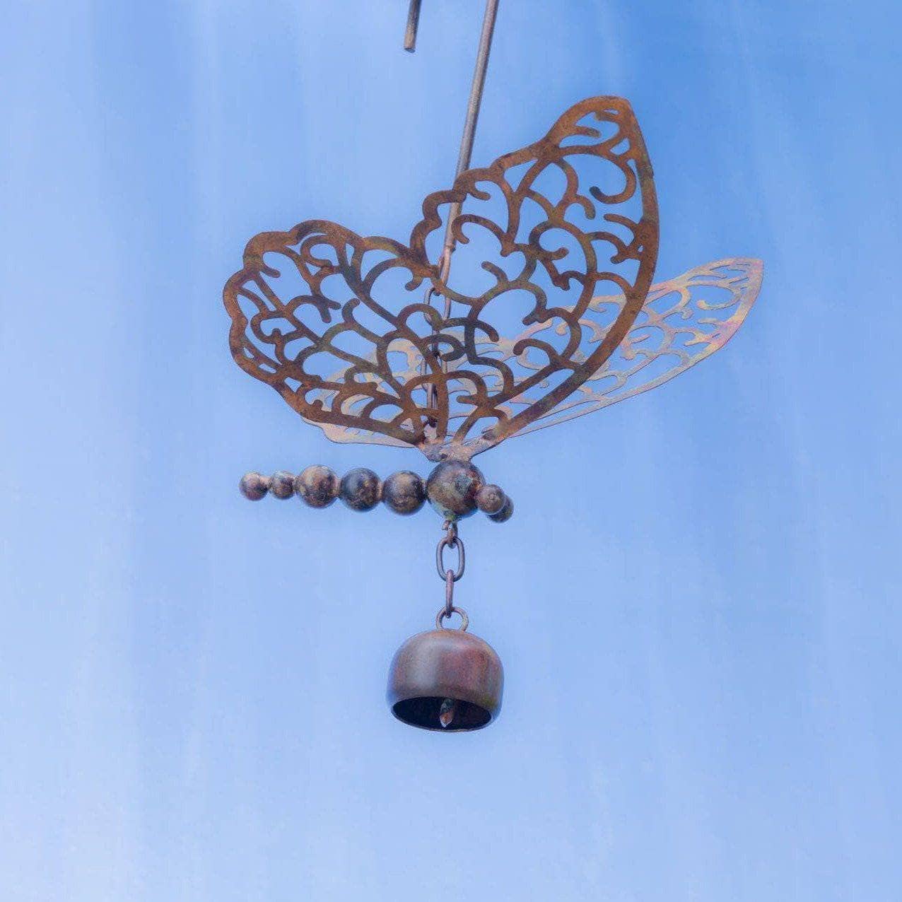 Handmade Hanging Butterfly with Bell Ornament - Wind Chime for Garden, Patio, Nursery & Home Decor