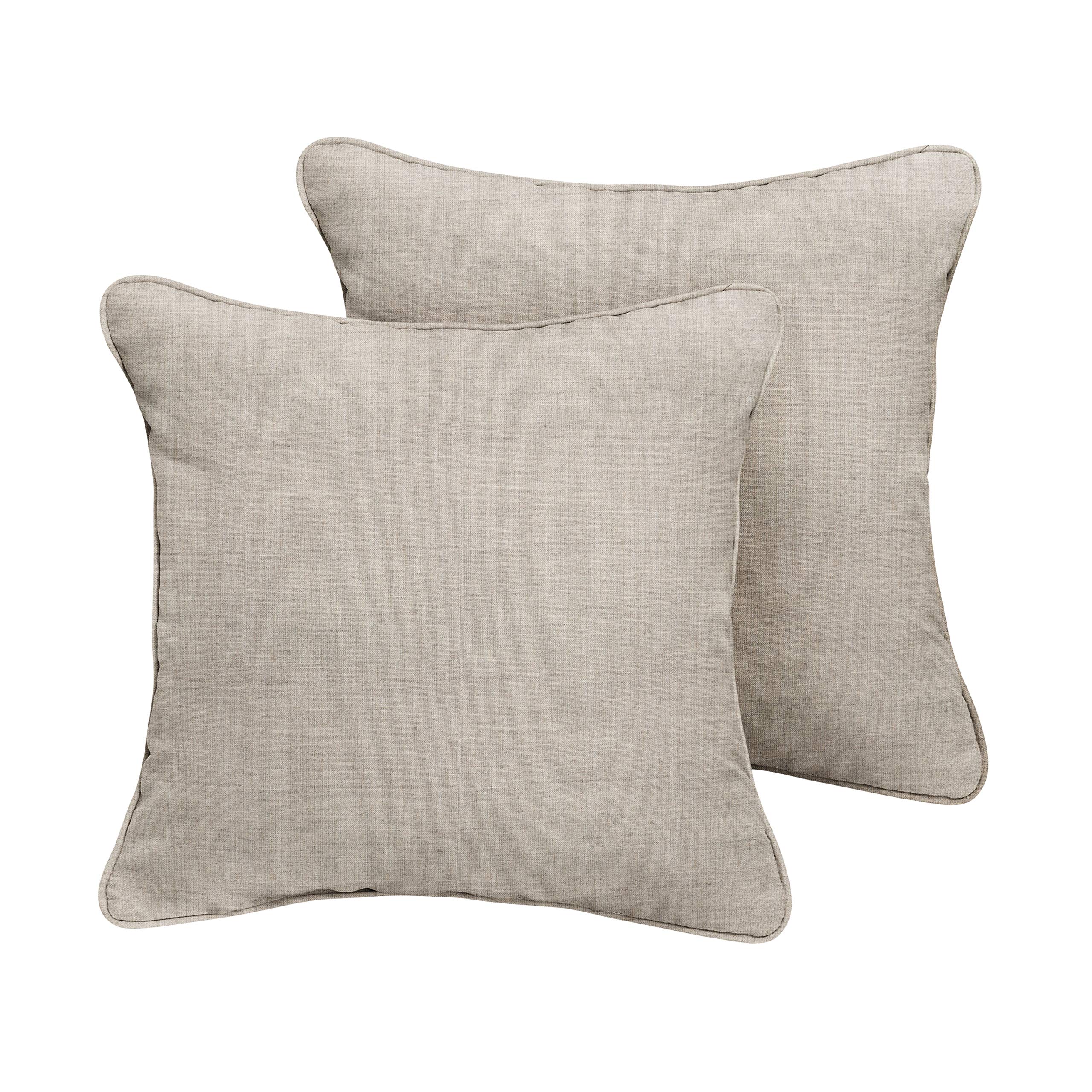 Sorra Home x Sunbrella Indoor Outdoor XL Corded Pillows 24x24 Inch - Waterproof Fade-Resistant Canvas Granite Throw Pillows for Patio, Sofa, Deck & Poolside Lounge