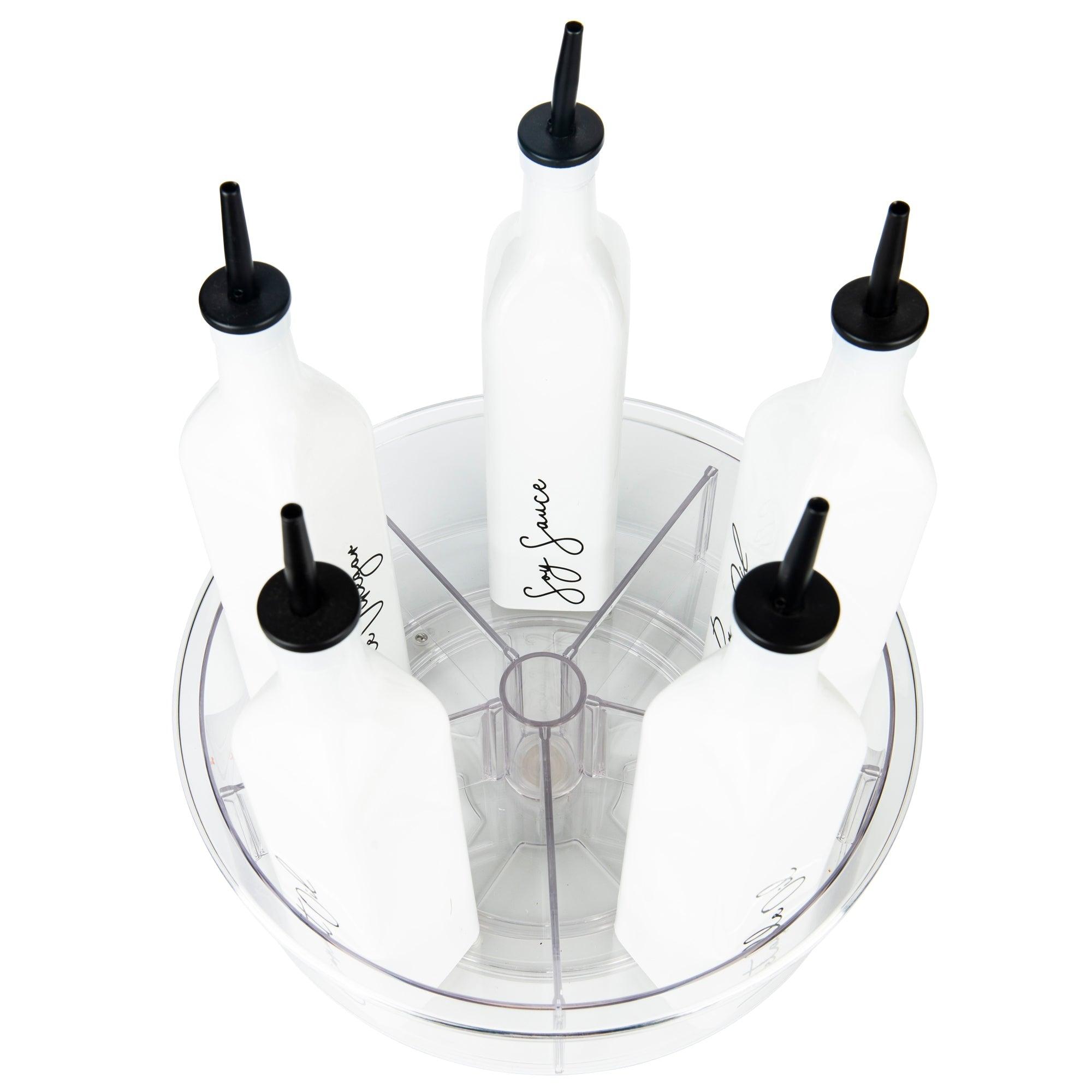Clear Turntable Lazy Susan Tray with 4 Adjustable Dividers - 12 Inch Rotating Organizer for Spices, Makeup, Kitchen & Dining - Perfect for Countertop Storage and Easy Access