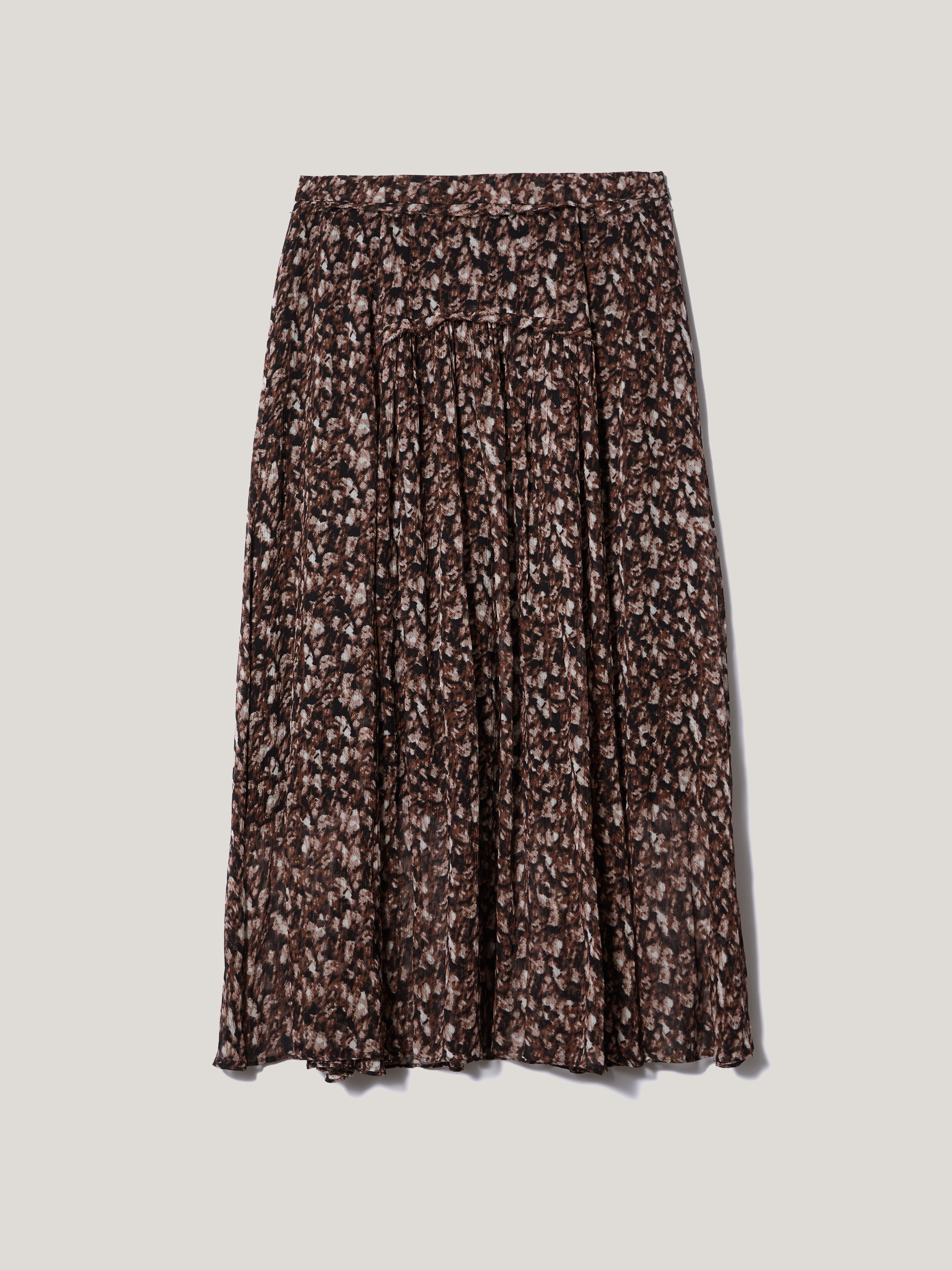 Abstract Leopard Print Midi Skirt for Women - Brown A-Line High Waist Flowy Skirt | Perfect for Casual Outfits, Office Wear & Date Nights