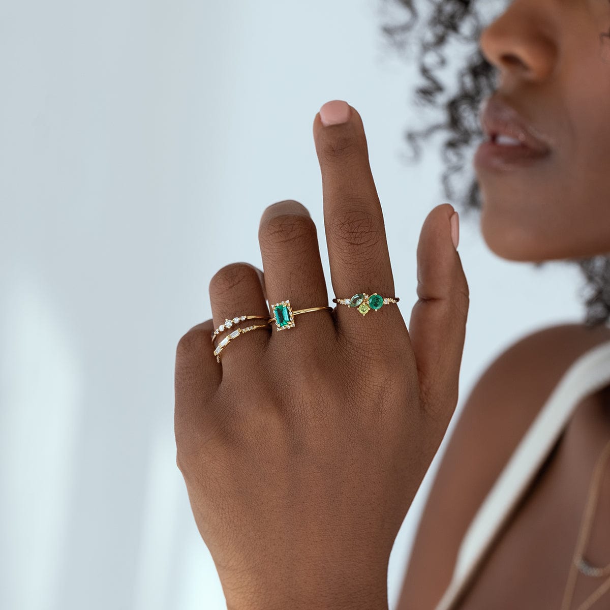 Green Ocean Starry Cluster Ring - Elegant Blue Gemstone Jewelry for Women, Perfect for Parties, Weddings & Date Nights
