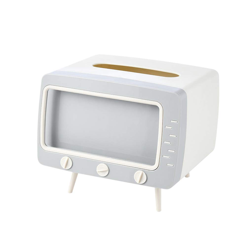 Creative TV-Shaped Tissue Box Cover - Multifunctional Napkin & Phone Holder, Facial Tissue Dispenser Organizer for Home & Office (White) - Perfect for Living Room, Bedroom, and Workspace Decor