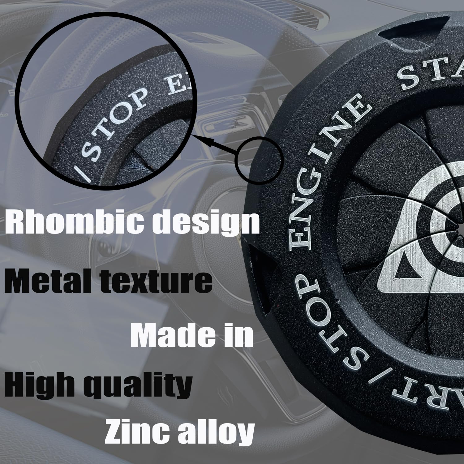 Universal Car Push Start Button Cover - Rotating Engine Start Stop Button Protector for Cars & Motorcycles (Anime-Black) | Durable Anti-Scratch Accessory for Enhanced Vehicle Interior Protection