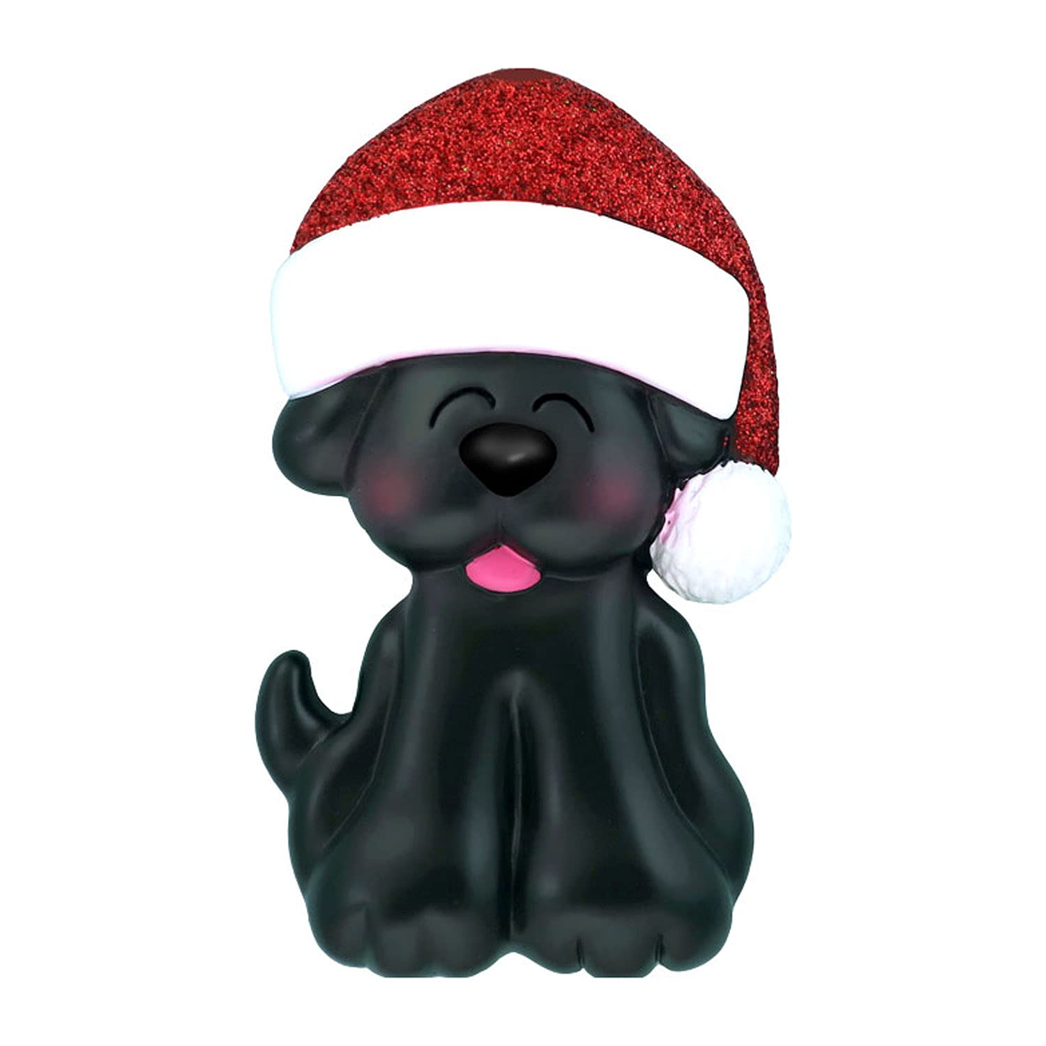 Custom Personalized Dog Christmas Ornament 2024 - Santa Hat Black Dog Ornament for Tree Decorations | Unique Pet Lover Gift | Holiday Home Decor & Christmas Tree Decoration