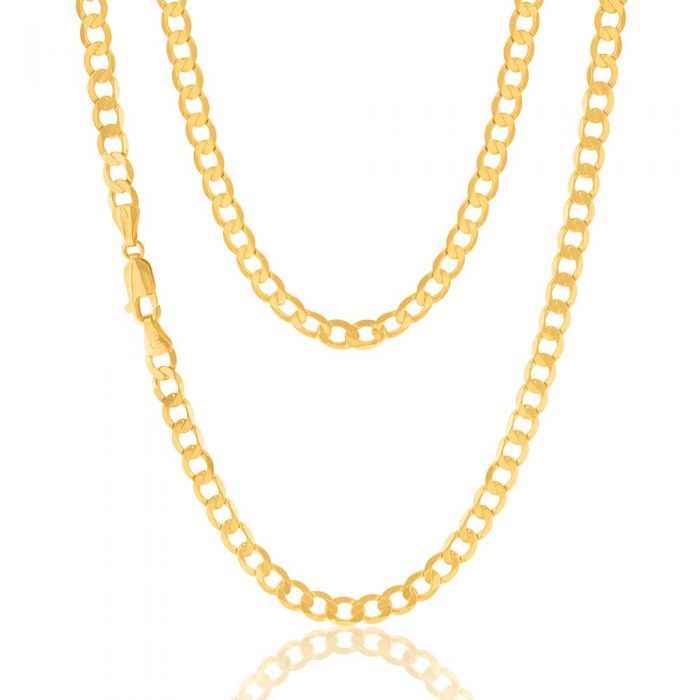 9ct Yellow Gold 55cm Curb Chain Necklace for Men & Women - Durable & Stylish Jewelry for Everyday Wear, Gifts & Special Occasions