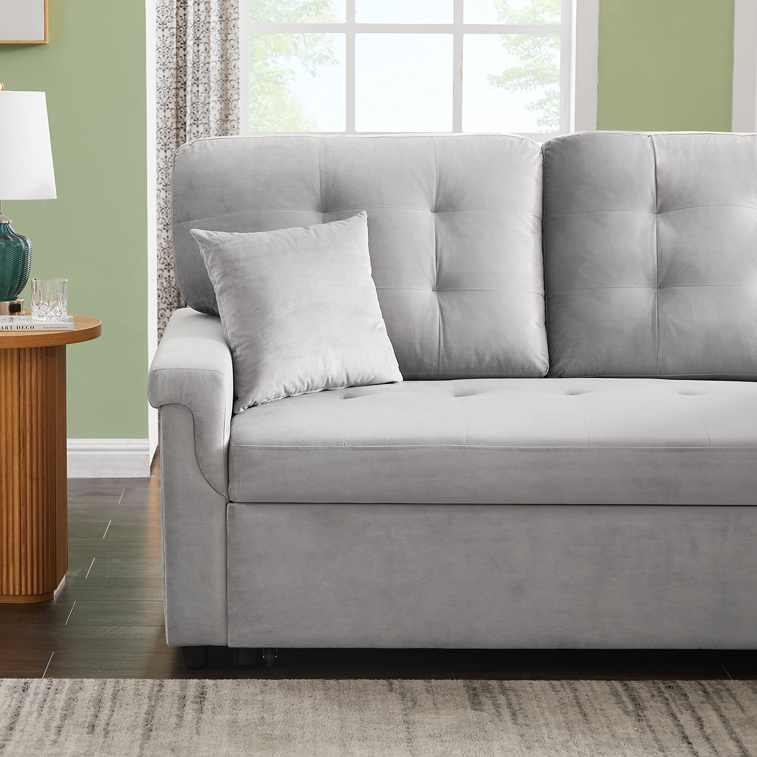 Yoglad Convertible L-Shaped Sectional Sofa Bed with Storage - 86