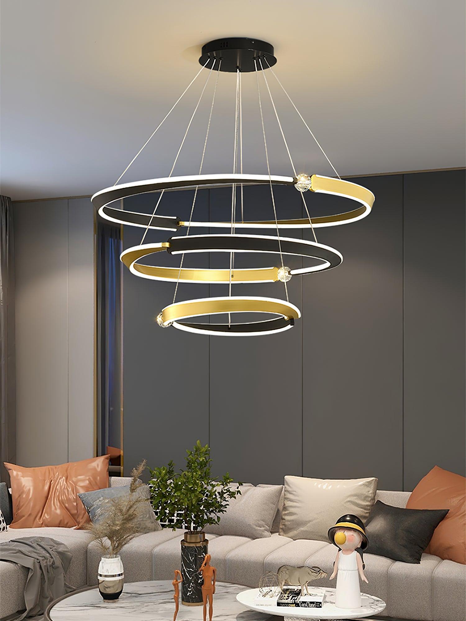 Modern LED Pendant Light Fixture - Dimmable Hanging Chandelier for Kitchen Island, Dining Room & Bedroom Lighting - Energy Efficient Ceiling Light with Adjustable Height