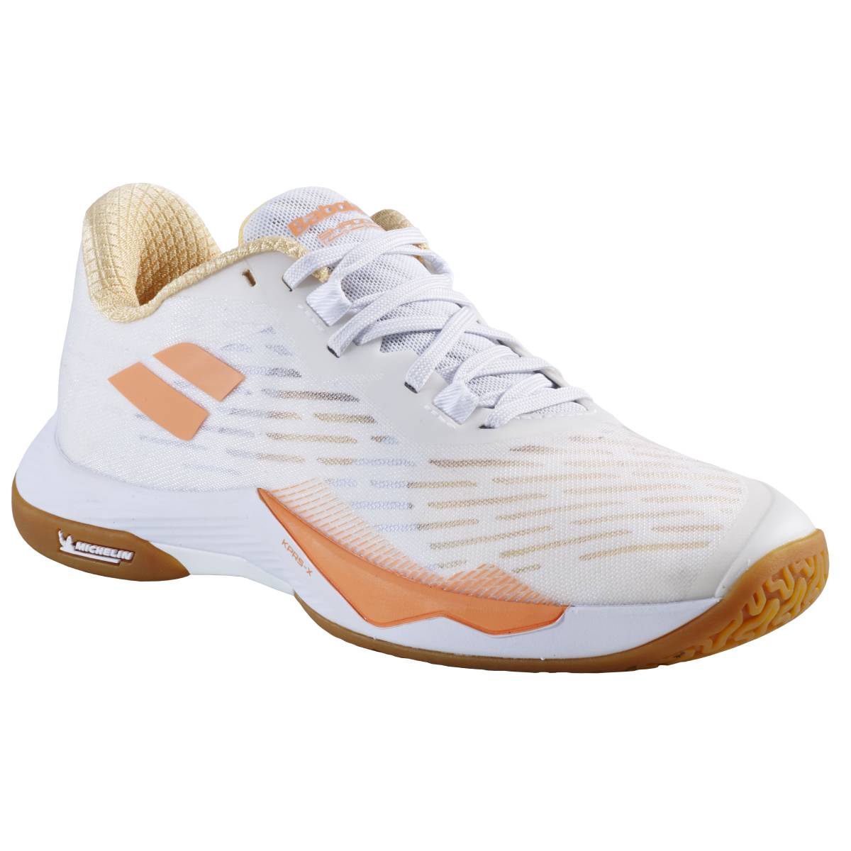 Babolat Shadow Tour Women's Indoor Court Shoes - White & Yellow | Tennis & Badminton Shoes for Women | Perfect for Indoor Sports & Gym Training