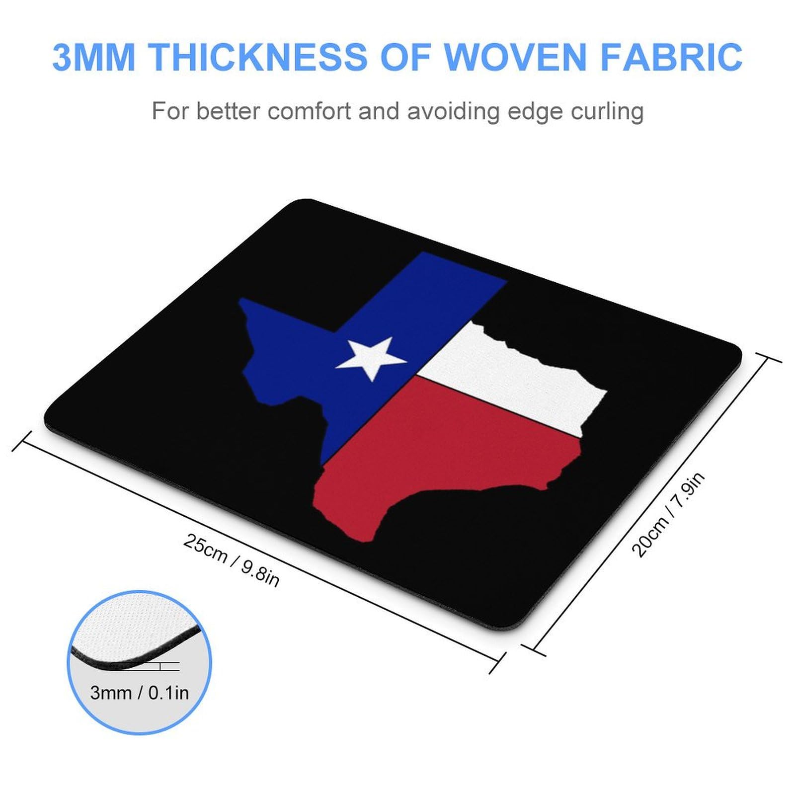 Texas Flag Map Mouse Pad - Durable Non-Slip Waterproof Gaming Mouse Mat (20x25cm) for Home & Office Use | Perfect for PC, Laptop, Workstation & Gaming Setup