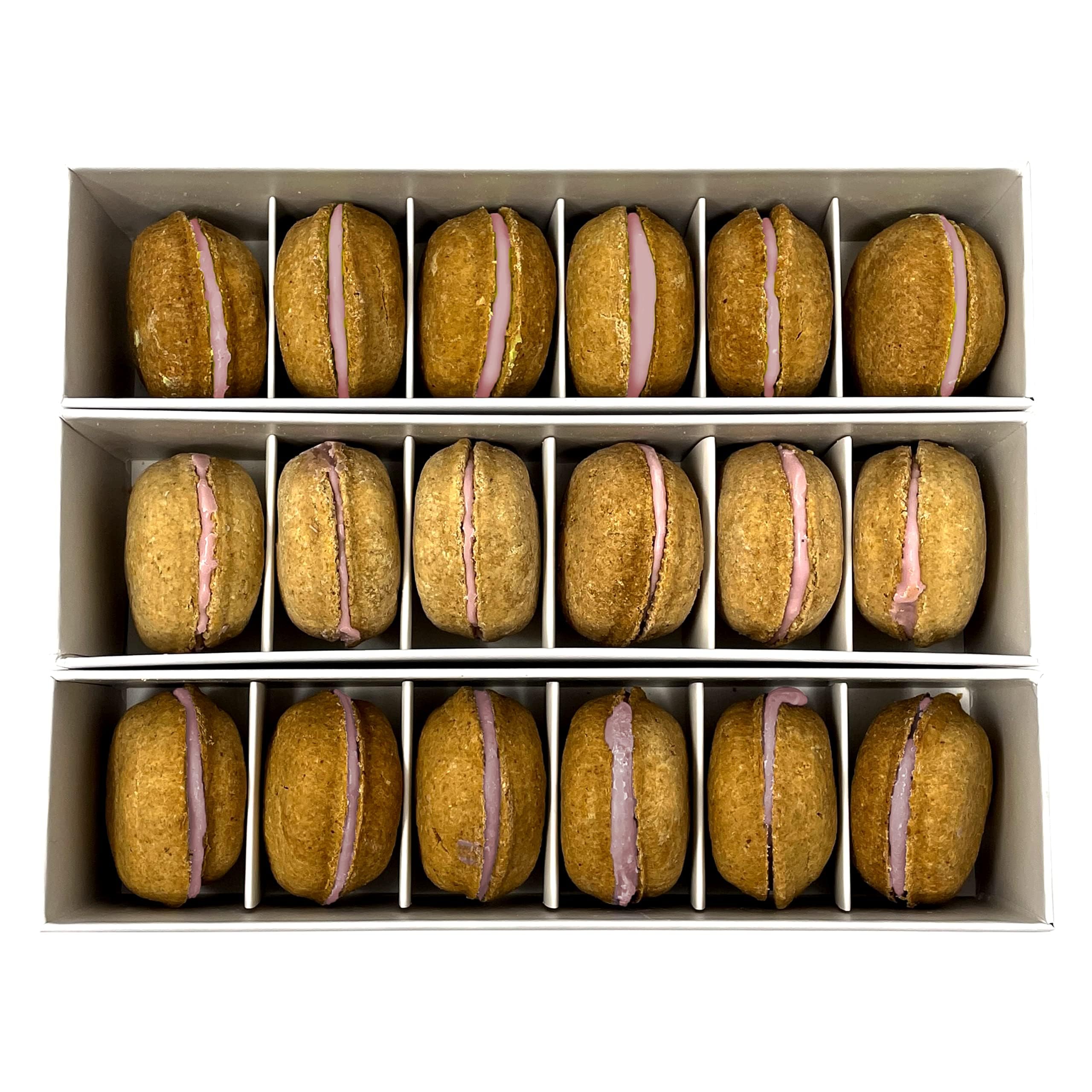 Bonne et Filou Easter Dog Treats - Strawberry Flavored Cupcakes, 18 Count Bulk Gift Pack | Macaron Style Cakes | Healthy Human-Grade Snacks for Medium & Large Breed Dogs | Perfect for Easter Celebrations, Training Rewards & Special Occasions