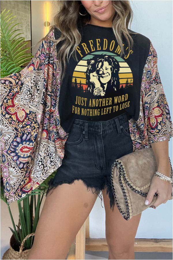 Stylish Ethnic Print Batwing Sleeve Loose Blouse for Women | Boho Chic Tunic Top | Perfect for Casual Outings, Festivals & Vacations