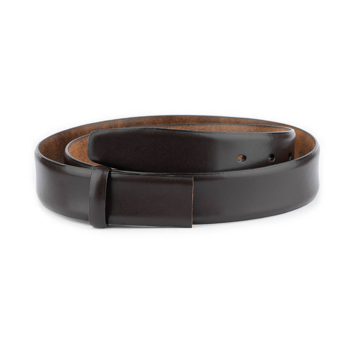 Genuine Leather Dark Brown Men's Belt Strap for Cartier Buckle Replacement - Feather Edge Design - Perfect for Business, Casual & Formal Wear