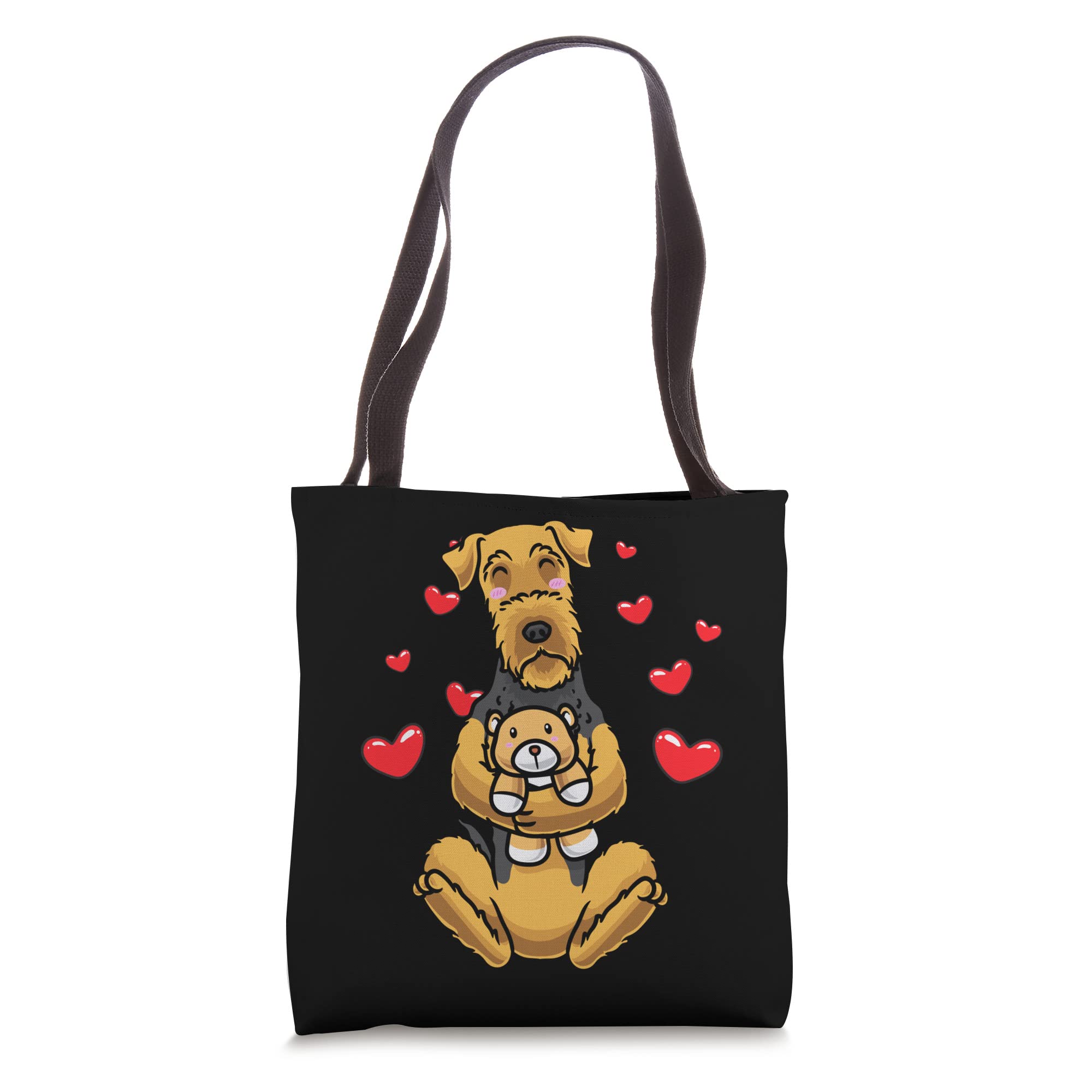 Cute Airedale Terrier Plush Toy Dog - Kawaii Stuffed Animal with Bingley Waterside Tote Bag - Perfect for Gifts, Home Decor & Dog Lovers Accessories