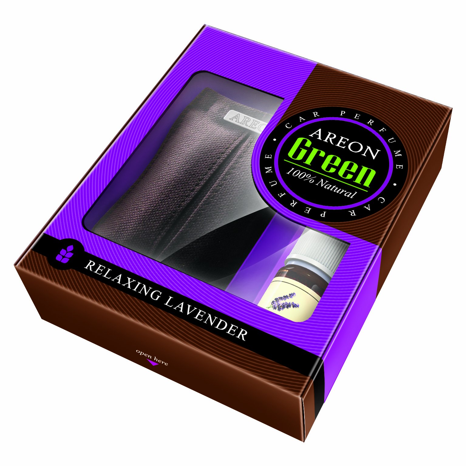 AREON Green 100% Natural Car & Home Air Freshener - Relaxing Lavender Scent for Stress Relief | Perfect for Vehicles, Offices & Living Spaces