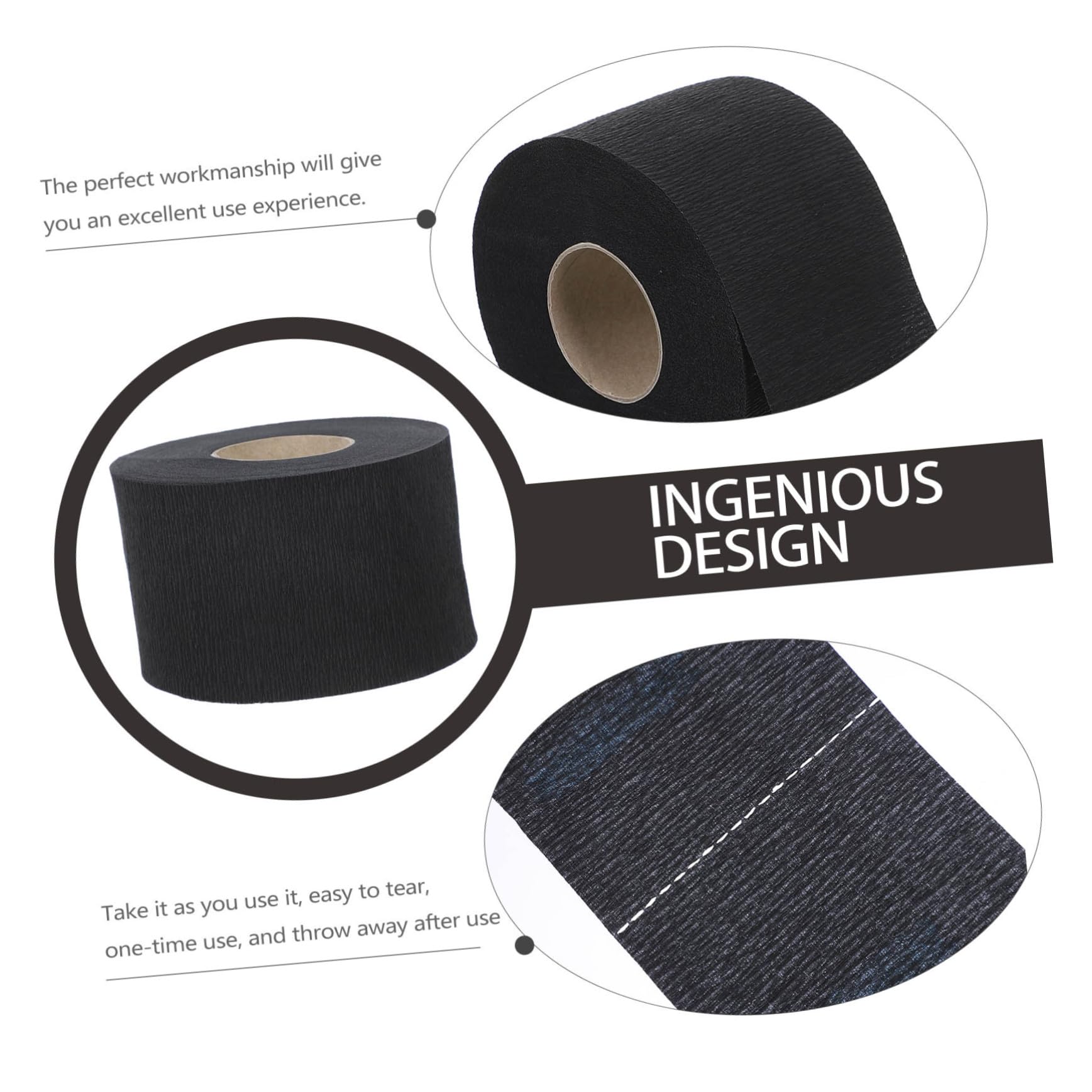 NOLITOY 4 Rolls Barber Neck Strips - Disposable Haircut Neck Paper for Hairdressers & Salons, Black Hair Color Protection Tape | Perfect for Haircuts, Coloring, and Styling Sessions