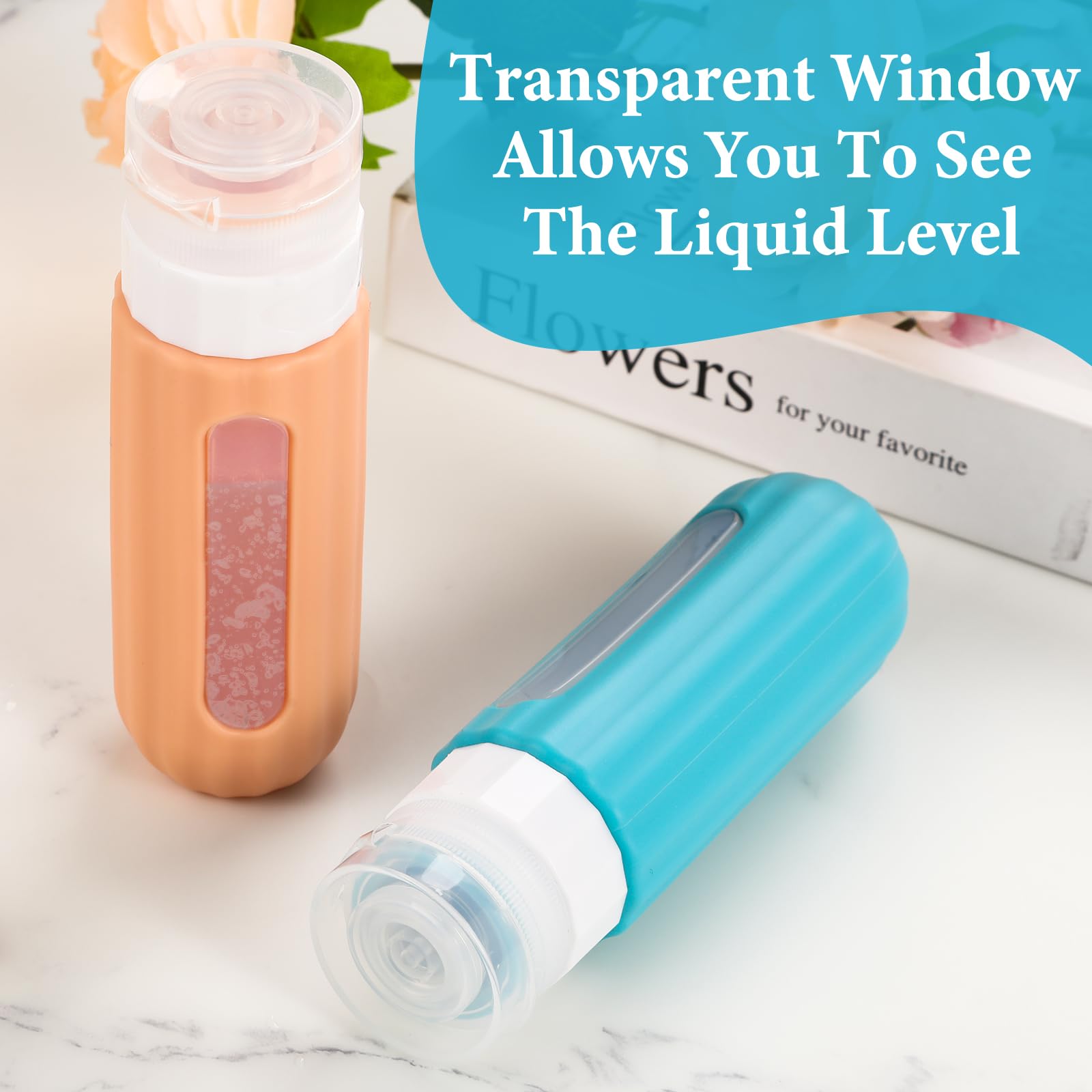TSA Approved Reusable Silicone Travel Bottles - Leak Proof 3 oz Refillable Toiletry Containers for Shampoo & Conditioner | Perfect for Air Travel, Gym & Vacation Essentials