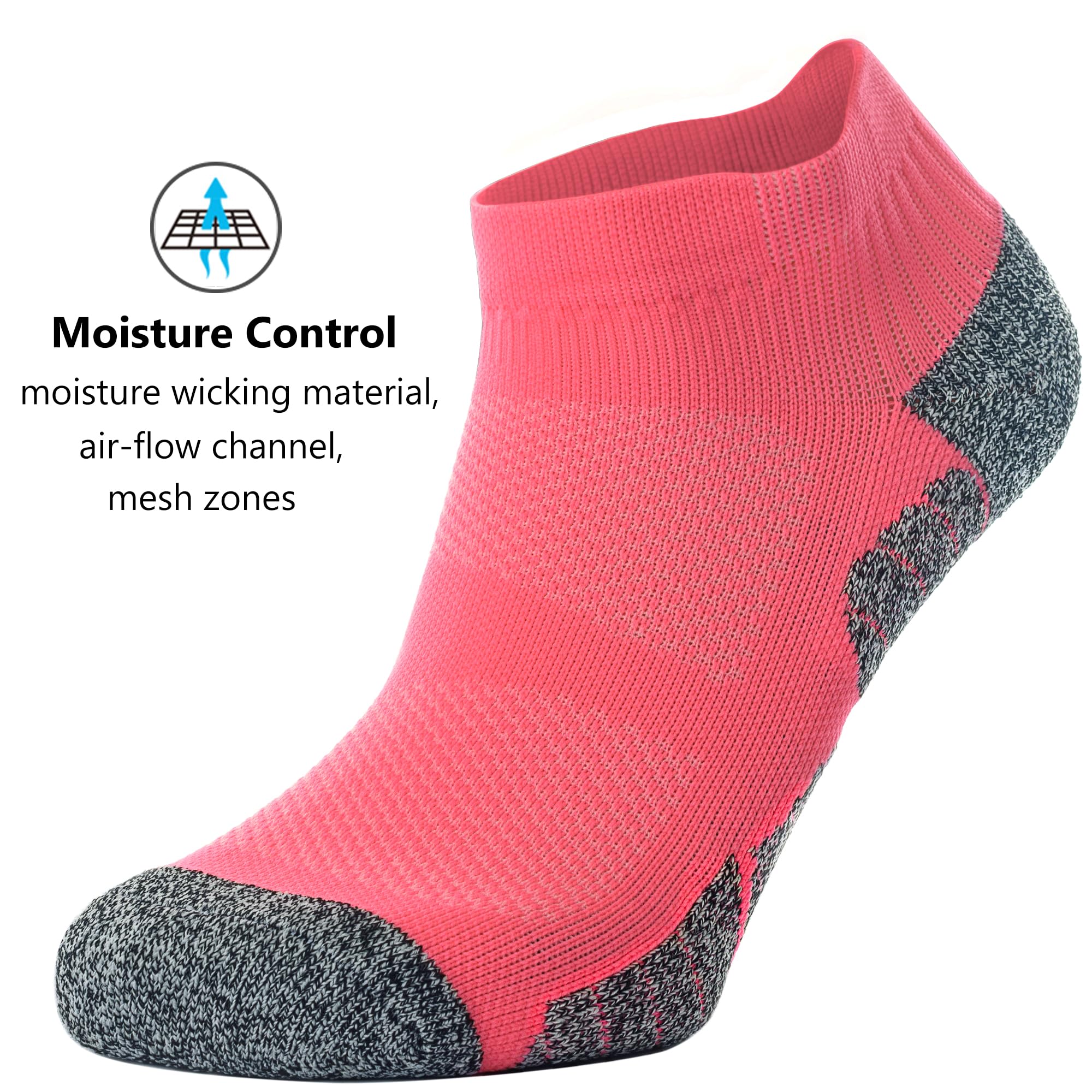 CWVLC Unisex Cushioned Compression Athletic Ankle Socks 6-Pack - Breathable Moisture-Wicking Workout Socks for Running, Hiking & Sports Performance