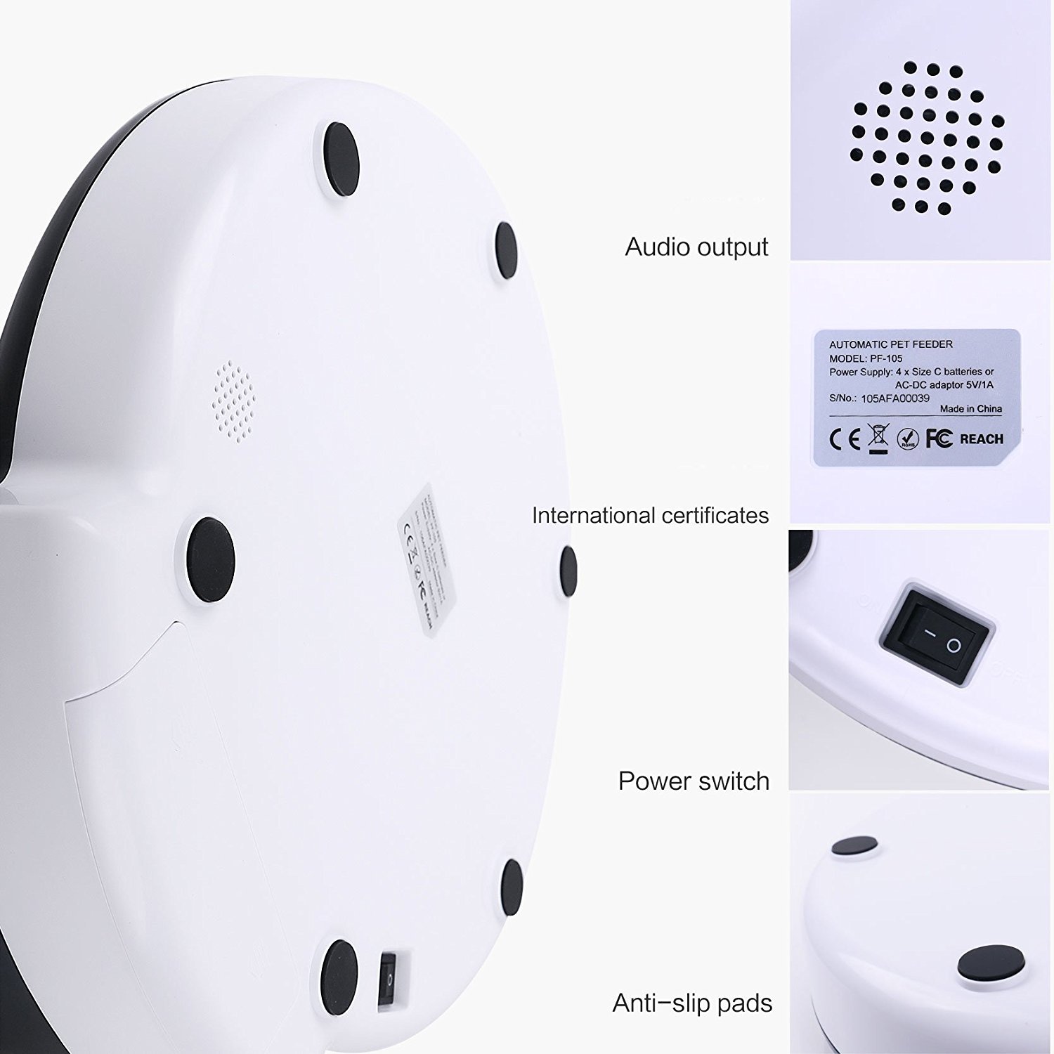 Automatic Pet Feeder for Cats & Dogs - 5 Meal Programmable Timer, 5 x 240ml Dry Food Dispenser | Perfect for Home, Office & Travel Use
