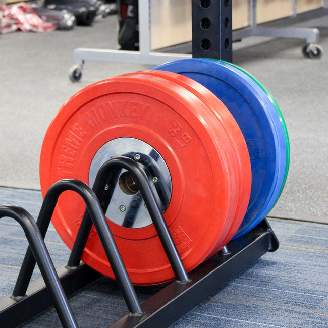 XM FITNESS Bumper Plate Storage Unit - Heavy Duty Olympic Weight Plate Rack for Home & Commercial Gyms - Perfect for Organizing Weight Plates in CrossFit, Powerlifting & Strength Training