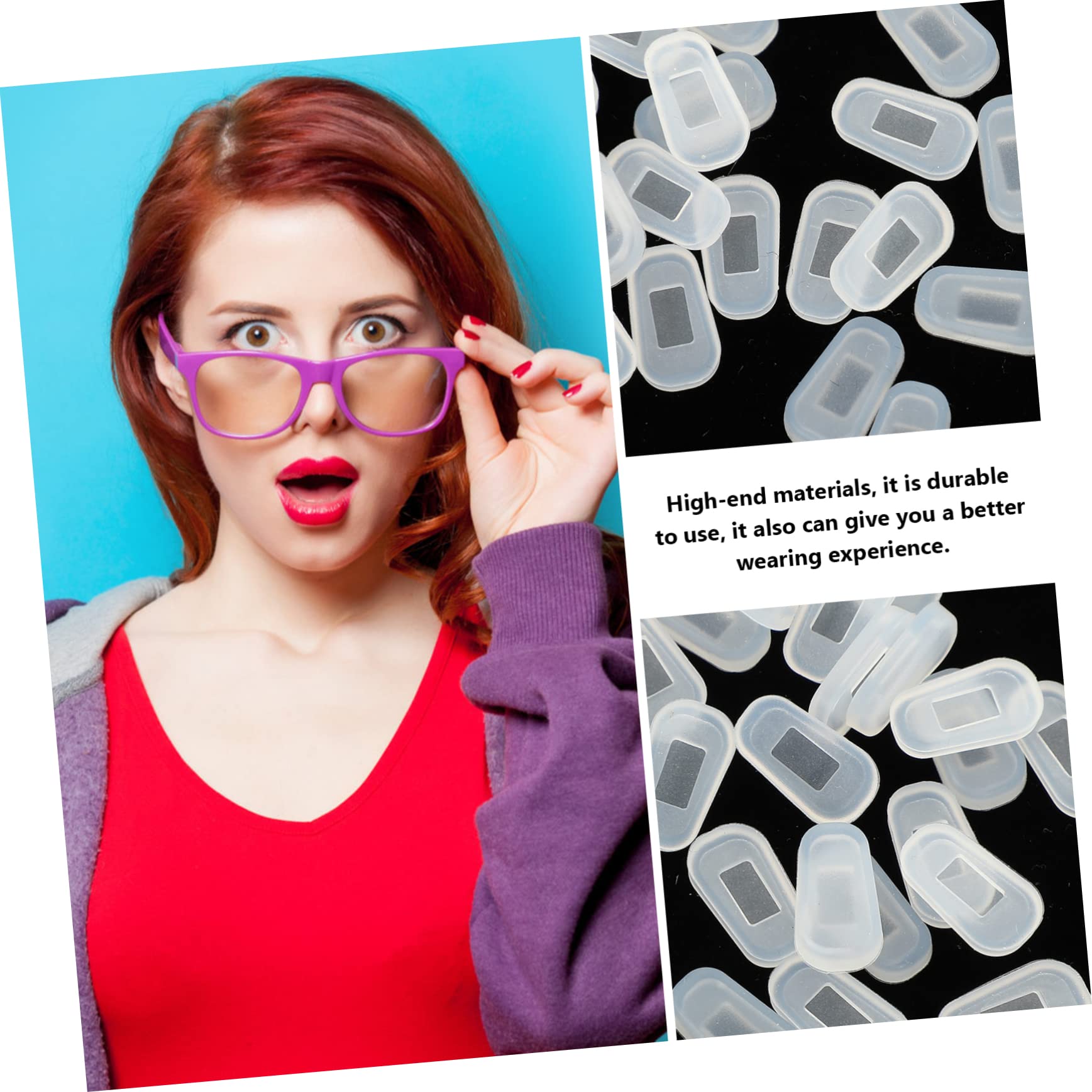 Healeved 60 Pairs Silicone Nose Pads for Glasses - Soft Gel Replacement Nose Pads for Eyewear Accessories - White Anti-Slip Comfort Nose Cushions - Perfect for Reading, Driving & Daily Use