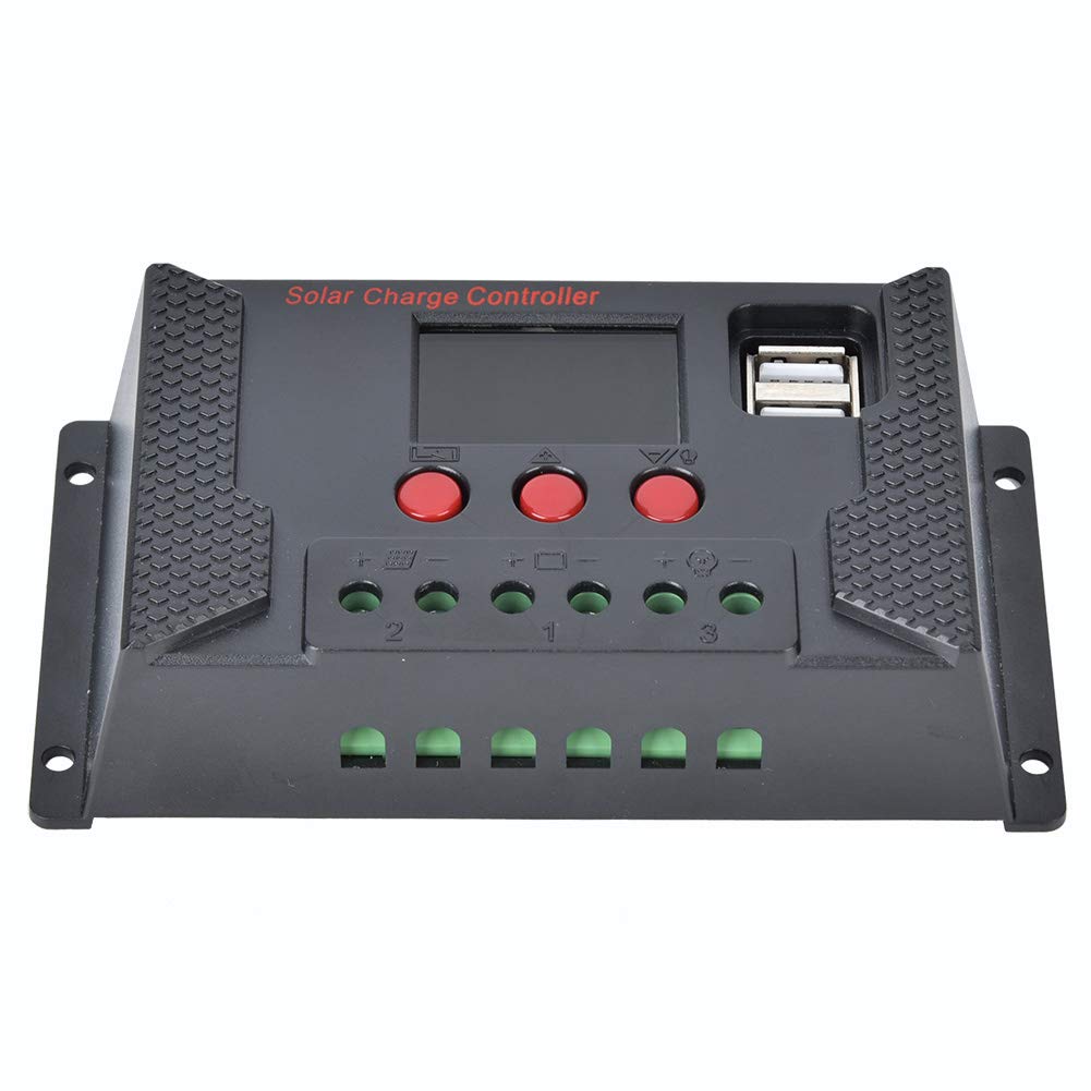 50A Solar Charge Controller with 1.5A USB Output - MPPT Photovoltaic Panel Charger for Lithium Iron & Ternary Polymer Batteries - Perfect for RV, Boat, Off-Grid Solar Systems & Emergency Power Supply