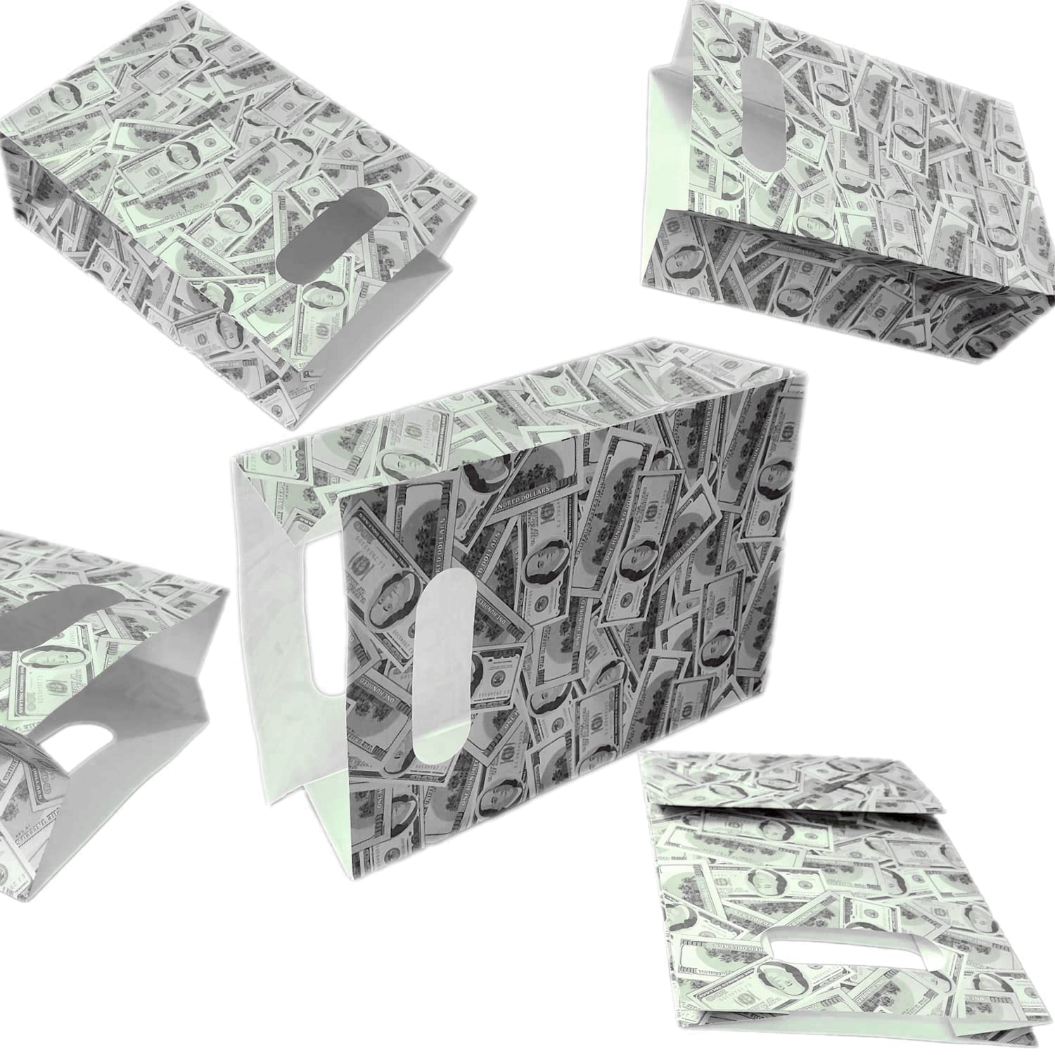 20pcs Money Themed Party Favor Bags - $100 Dollar Bill Design Goodie Bags for Birthday, Wedding, Anniversary, Casino, Bachelorette & Retirement Parties - Perfect for Cash Gifts, Treats & Party Favors